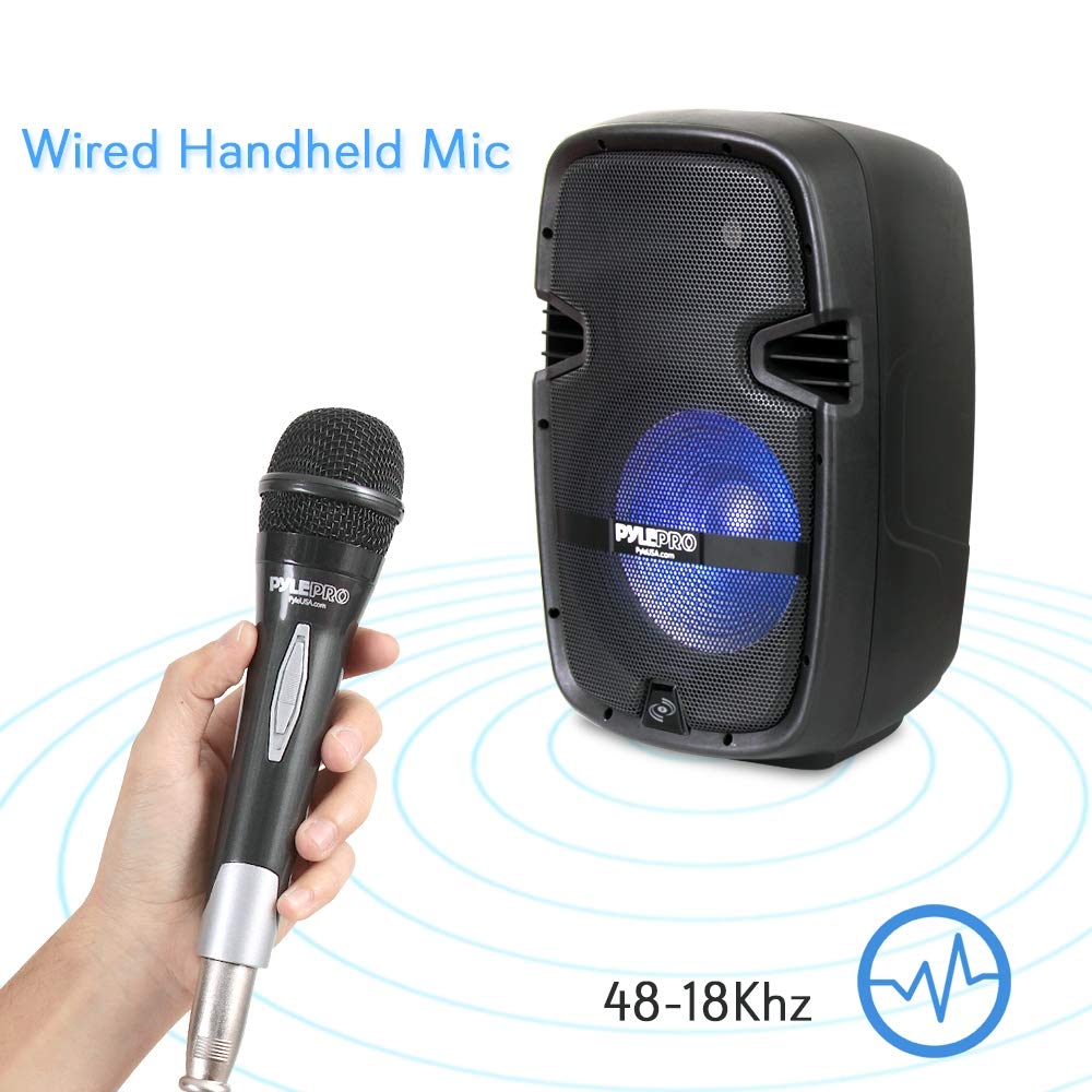 Pyle PA Speaker DJ Mixer Bundle - Portable Wireless Bluetooth Sound System with USB, SD, XLR & 1/4