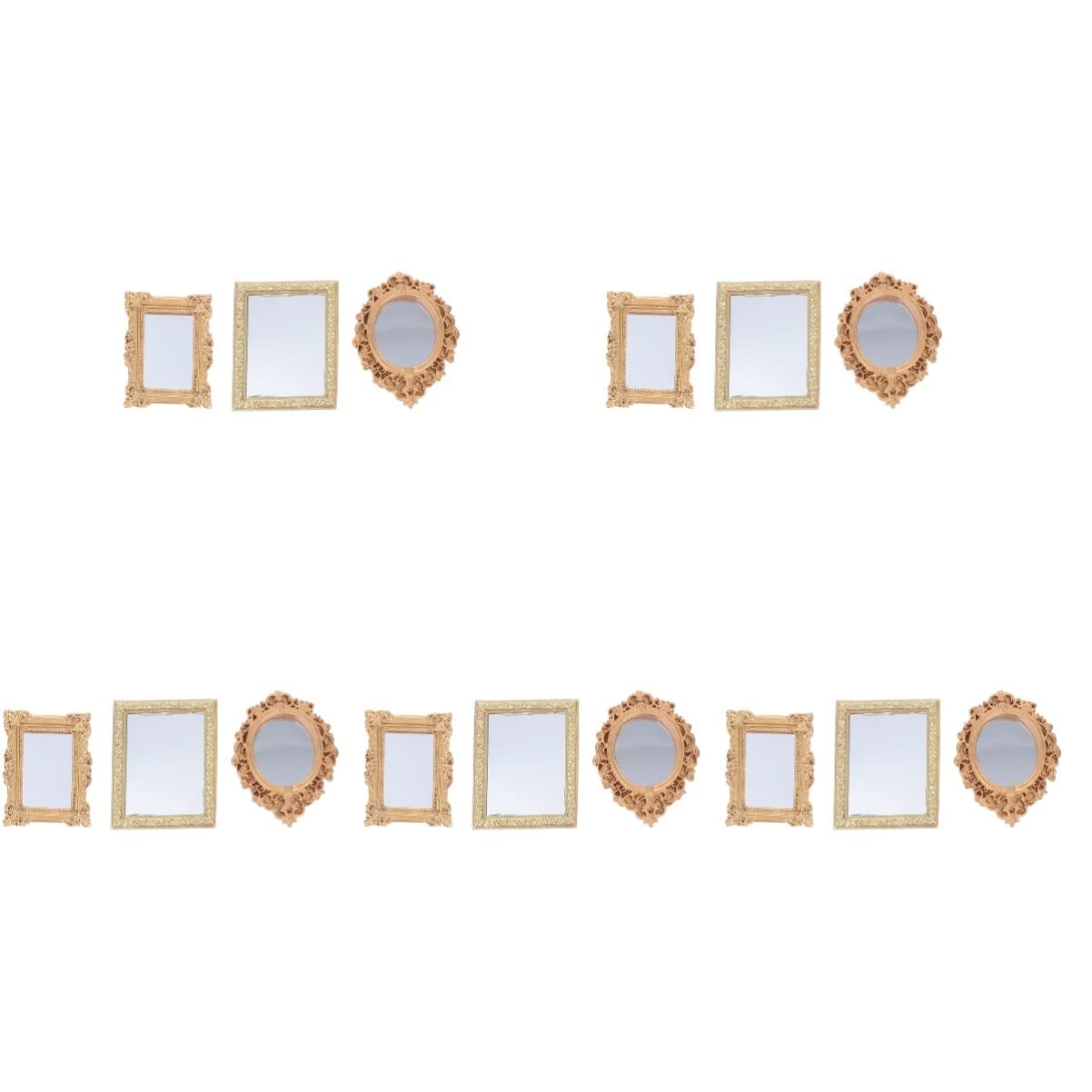 15 Pcs Miniature Dollhouse Mirrors - Small Decorative Wall Mirrors with European Frames for DIY Dollhouse, Fairy Garden, and Home Miniature Decor