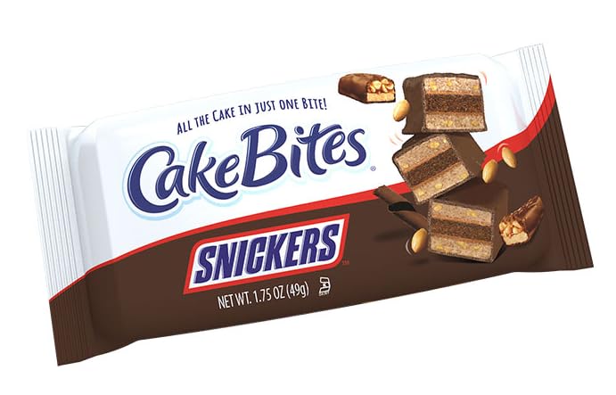 Original Cakebites by Cookies United - Bite-Sized Licensed Snacks (12 Count, Snickers Flavor) | Perfect for On-the-Go Snacking, Lunchboxes & Office Treats