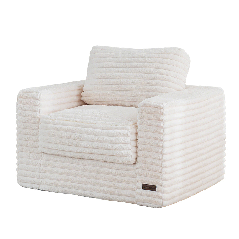 MAXYOYO Giant Bean Bag Chair - Striped Faux Fur Floor Sofa with Pillows & Armrests | Ultra Soft Oversized Lounger for Living Room, Bedroom, Game Room & Dorm | Perfect for Relaxing, Reading & Movie Nights