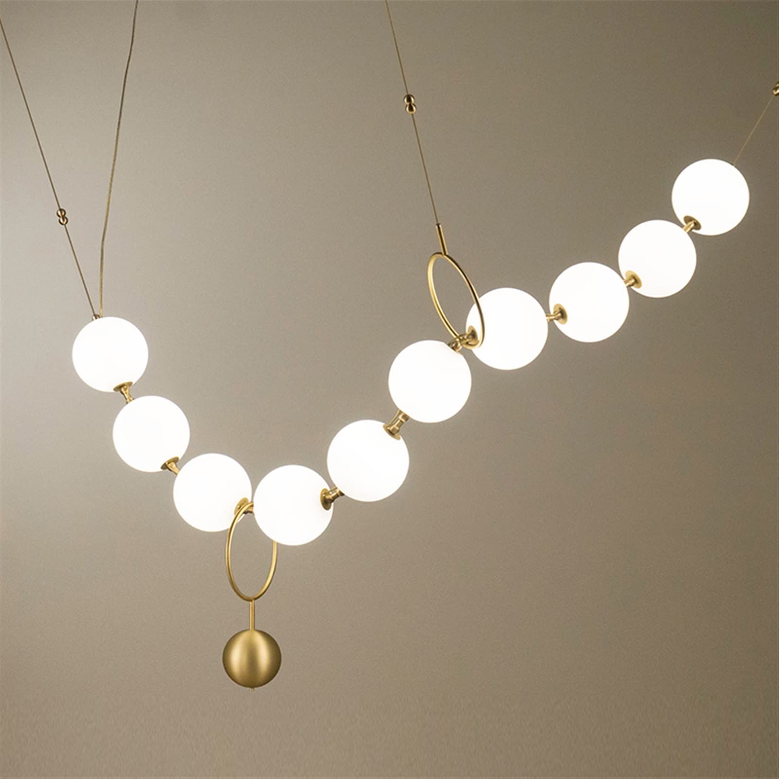Modern LED Chandelier Lighting - 10-Lamp Head Postmodern Hanging Light Fixture for Living Room, Dining Room & Bedroom | Nordic Glass Pendant Lamp in Cool Tone | Perfect for Home Decor, Wedding Venues & Restaurants