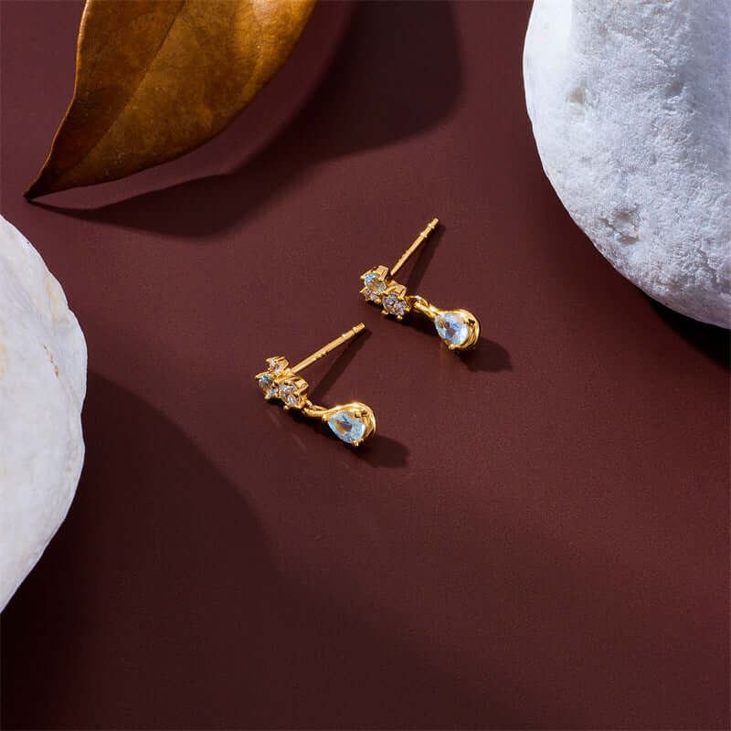 Elegant Aquamarine & Swiss Blue Topaz Teardrop Dangle Earrings | Sterling Silver Jewelry | Perfect for Weddings, Parties & Special Occasions | TB1963