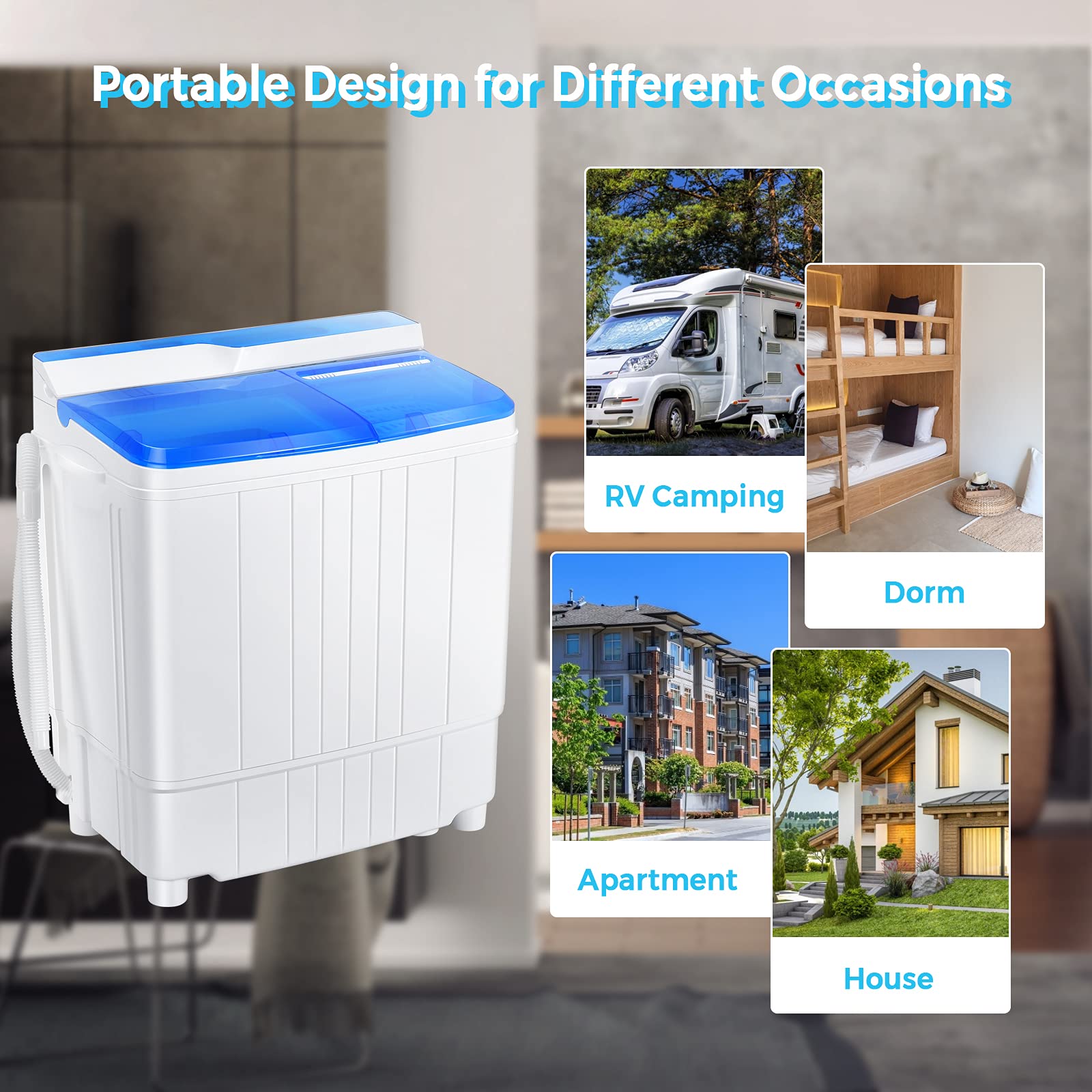 Giantex Portable Twin Tub Washing Machine and Dryer Combo - 13lbs Compact Mini Laundry Washer with Built-in Drain Pump, Semi-Automatic Wash & Spin Cycle - Perfect for Apartments, Dorms, Camping, RVs, and Small Spaces