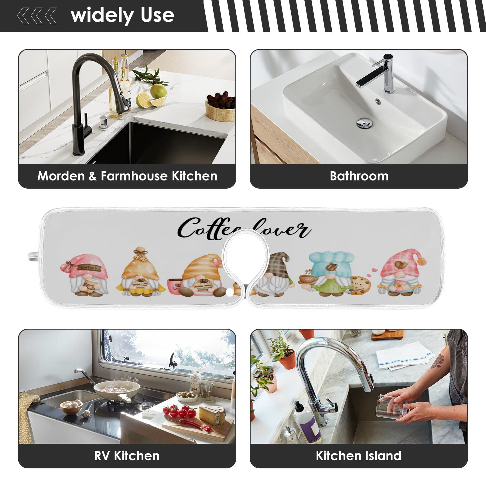 **Absorbent Sink Splash Guard Mat - Fast Drying Kitchen Faucet Drip Catcher, Non-Slip Countertop Pad for Coffee Lovers (2-Pack) - Perfect for Kitchen Sinks, Coffee Stations & Wet Areas**
