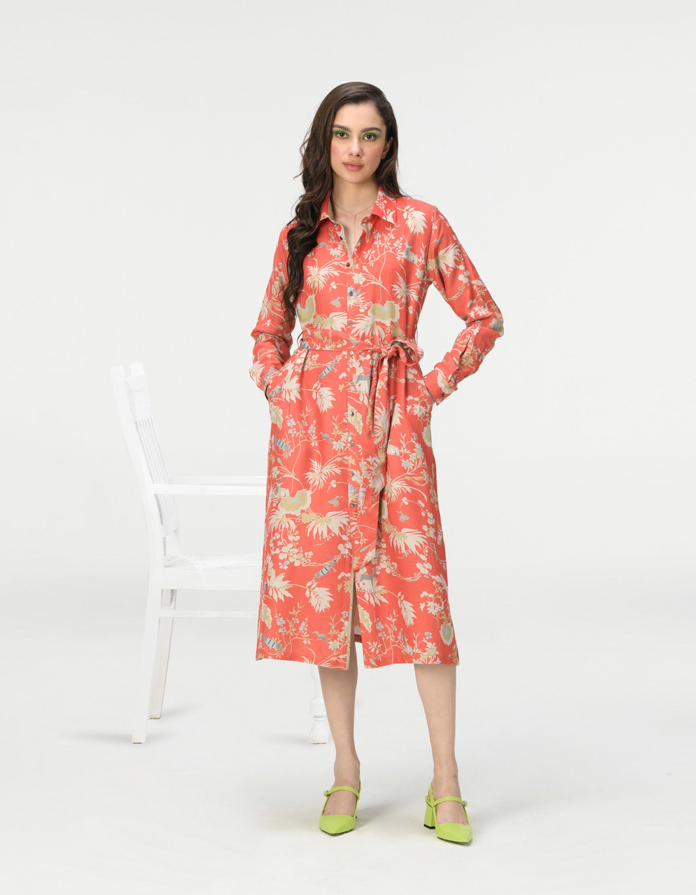Elegant Red Satin Tie Belt Shirt Dress for Women - Perfect for Office Wear, Casual Outings & Special Occasions