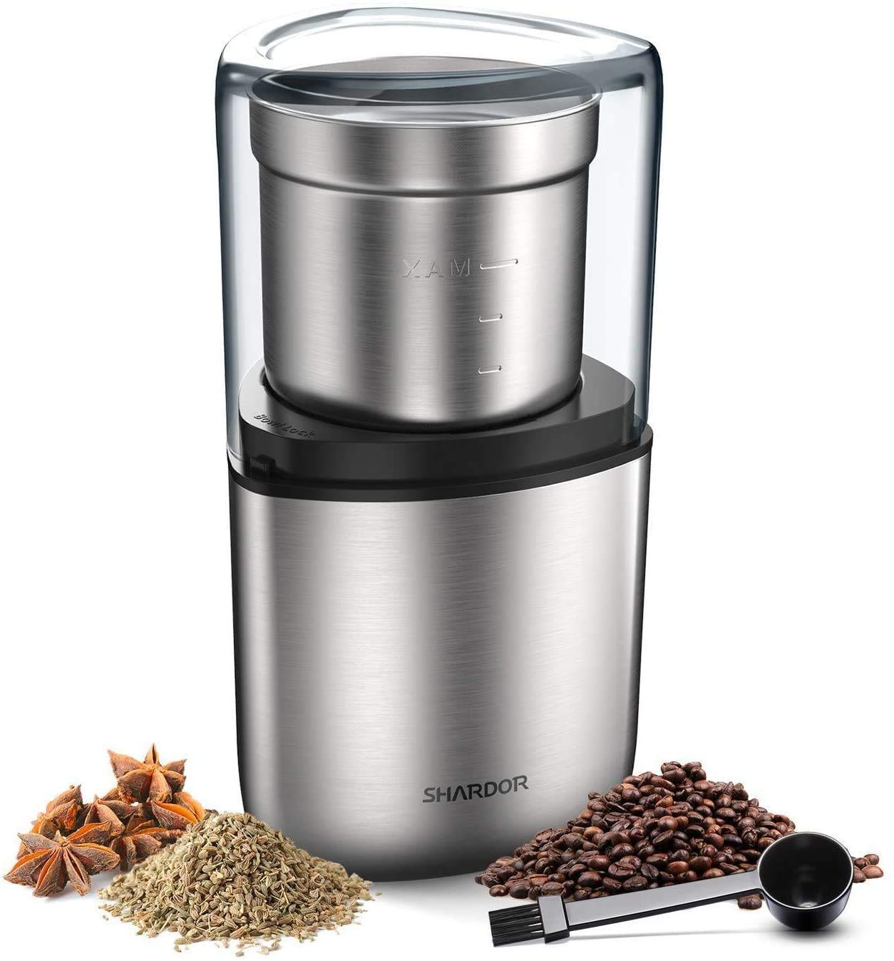 SHARDOR Electric Coffee Grinder & Spice Grinder with Removable Stainless Steel Bowl - Perfect for Fresh Coffee Beans, Herbs, Nuts & Spices - Ideal for Home, Kitchen & Coffee Enthusiasts