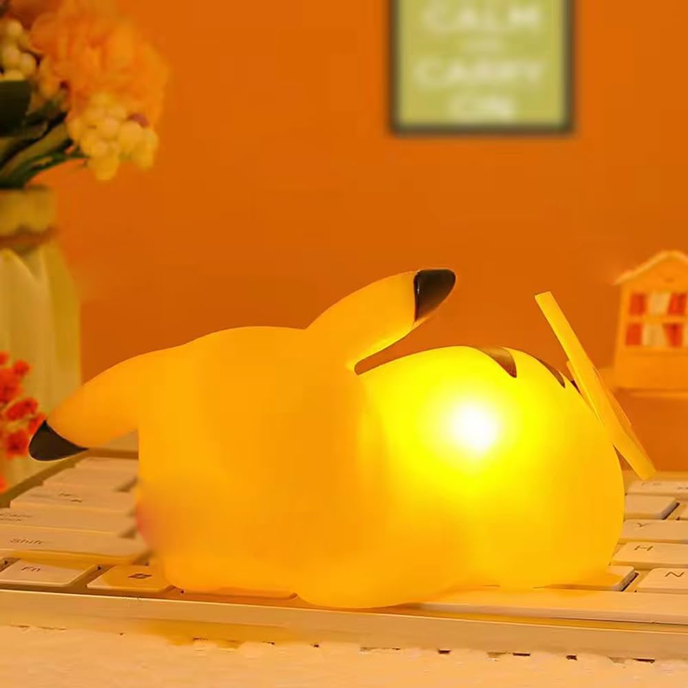 JEPLEYX Pika Anime Cute Night Light for Kids - 10cm Pocket-Sized Battery-Operated Plastic Bedside Lamp, Glows in Dark - Perfect for Bedrooms, Nursery, Travel & Holiday Gifts (Blue)