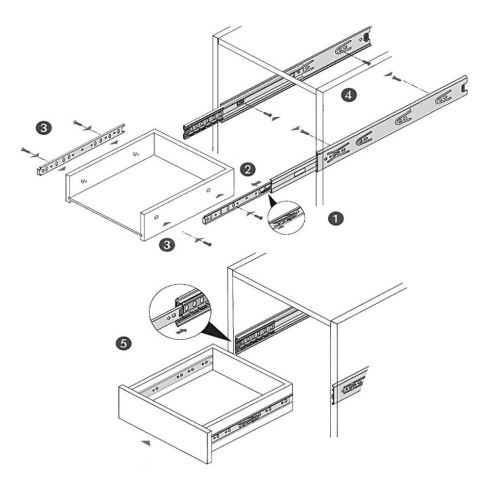 10 Inch Stainless Steel Drawer Slides - Heavy Duty 3-Fold Cabinet Rails for Smooth Gliding | Perfect for Kitchen Cabinets, Office Furniture & Storage Drawers