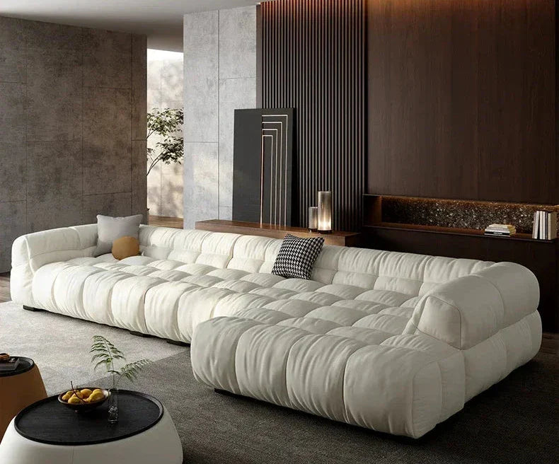 Luxury Sectional Puff Sofa Set for Living Room - Comfortable & Durable Modern L-Shaped Couch with Soft Fabric - Perfect for Family Gatherings, Movie Nights and Small Space Apartments