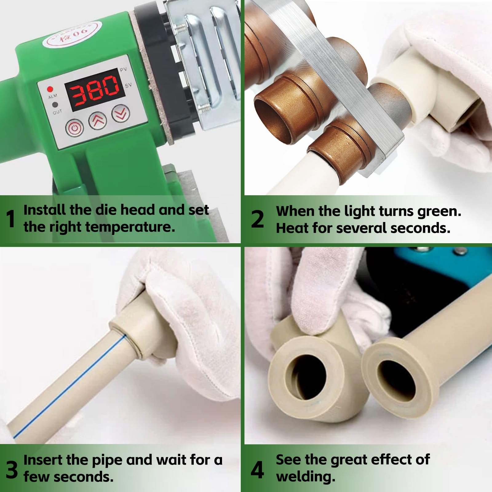 PP, PP-R, PE, PP-C Plastic Water Pipe Welder - 110V Poly Pipe Fusion Machine & PVC Pipe Heater for Plumbing, Irrigation & DIY Projects - Durable Pipe Welding Equipment for Home & Professional Use