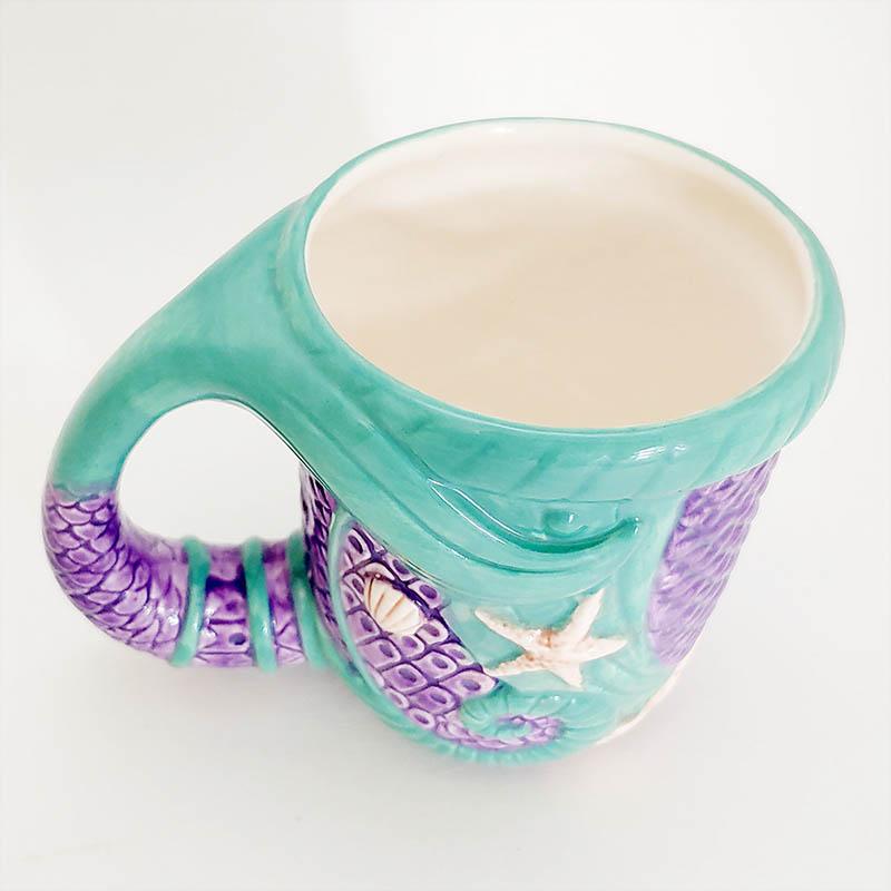 BarConic® Tiki Mermaid Tail Mug - 16 oz Ceramic Tropical Drinkware for Cocktails, Juice & Iced Coffee - Perfect for Beach Parties, Luau Themed Events & Summer Decor