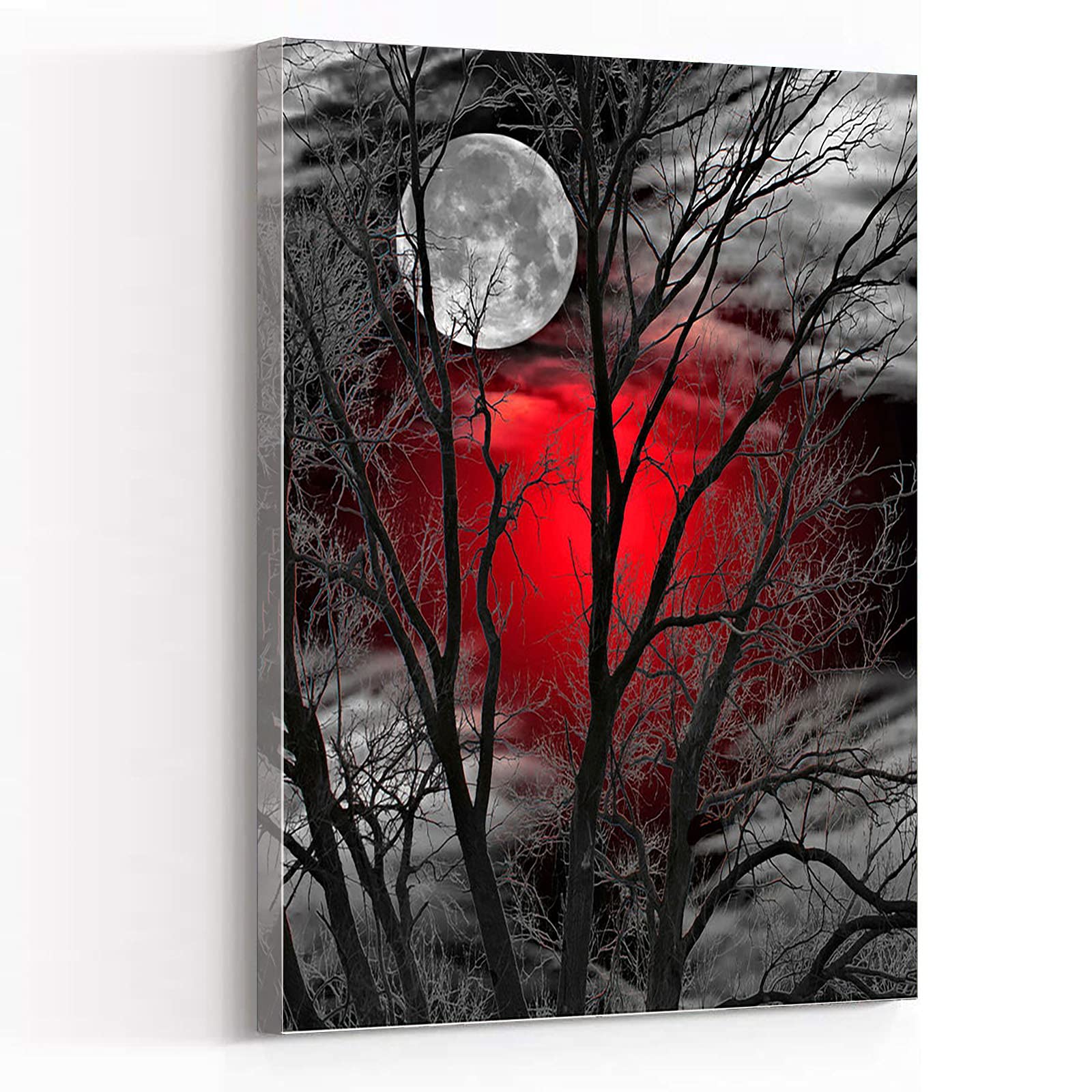 Easter Decorations - Modern Black White Red Tree Wall Art for Living Room, Bedroom & Bathroom - 16''x24'' Framed Canvas Home Decor - Perfect for Spring Holiday Decorating & Contemporary Interior Design