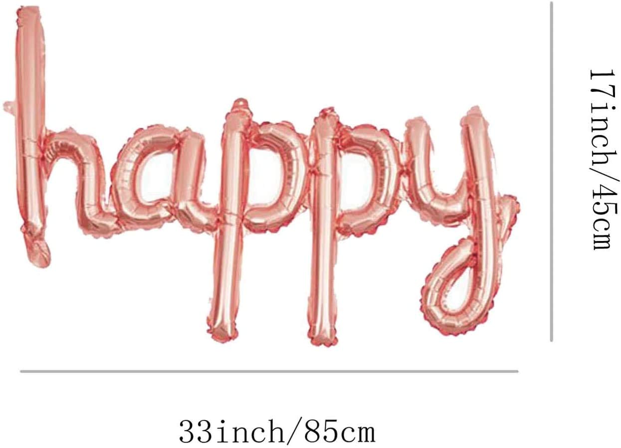 16 Inch Happy Birthday Mylar Foil Letter Balloons Banner - Reusable Eco-Friendly Party Decor for Kids, Boys, Girls & Adults (Rose Gold) | Perfect for Birthday Celebrations, Baby Showers & Anniversary Parties