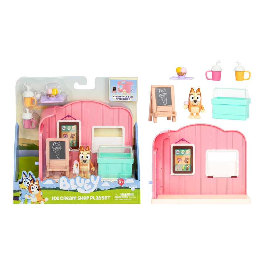 Bluey Mini Playset - Ice Cream Shop Toy Set for Kids | Interactive Role Play Game | Perfect for Birthday Gifts & Pretend Play Scenes