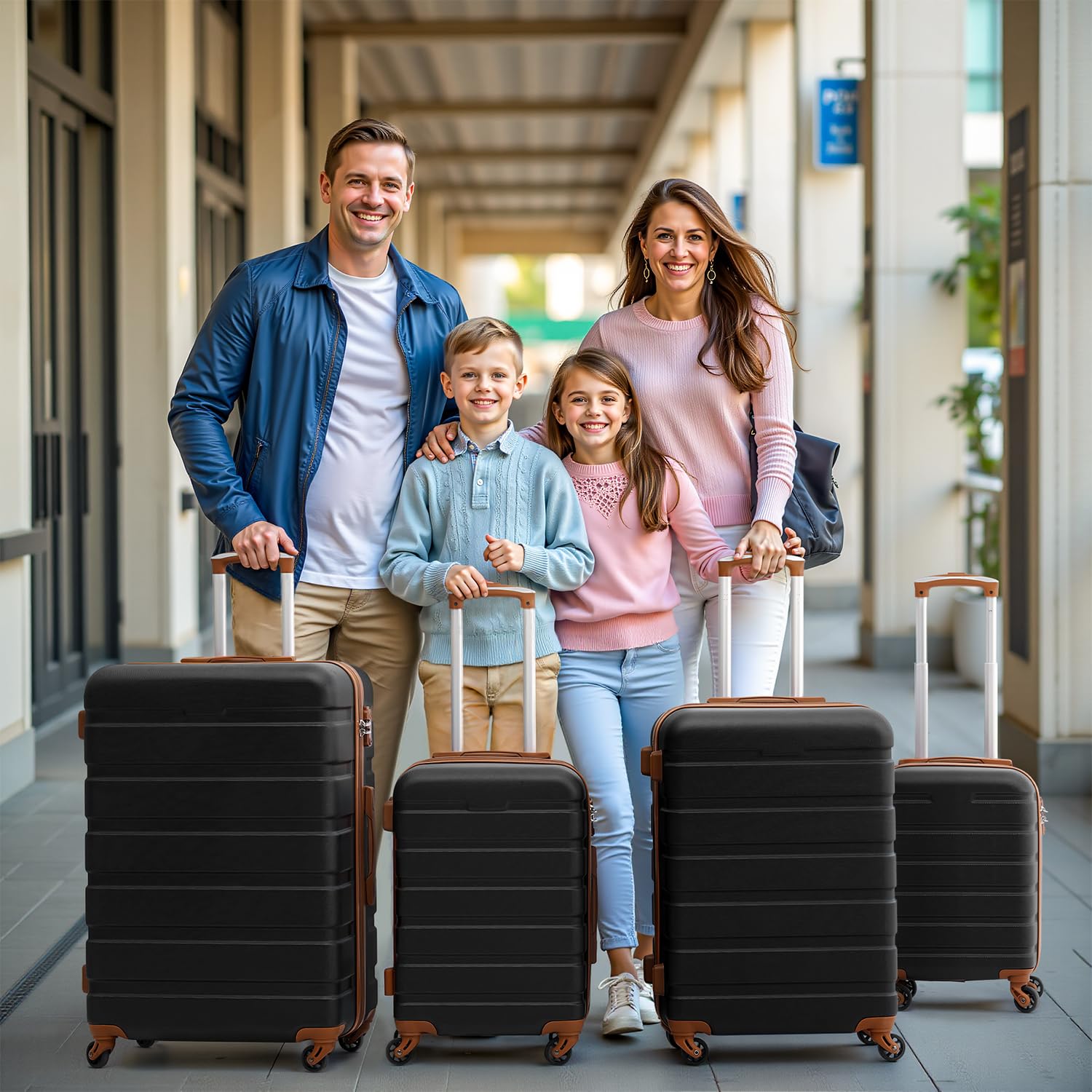 Coolife 3-Piece Hardshell Spinner Luggage Set with TSA Lock - Lightweight Suitcases for Travel (Apricot White, Family Set) | Perfect for Family Vacations, Business Trips & International Travel