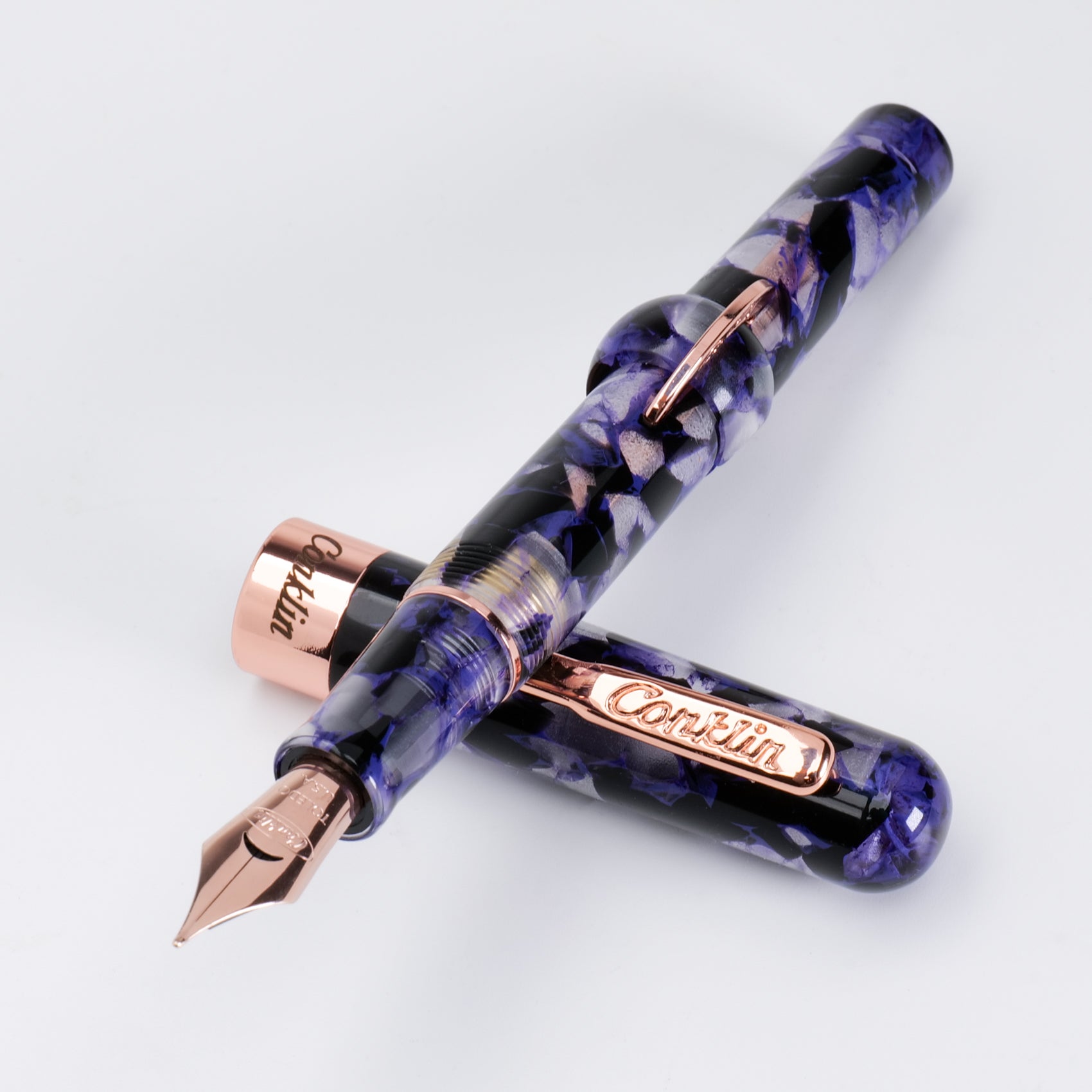 Conklin Mark Twain Crescent Filler Fountain Pen - Purple Fusion Limited Edition - Luxury Writing Pen for Calligraphy, Journaling & Gift Giving