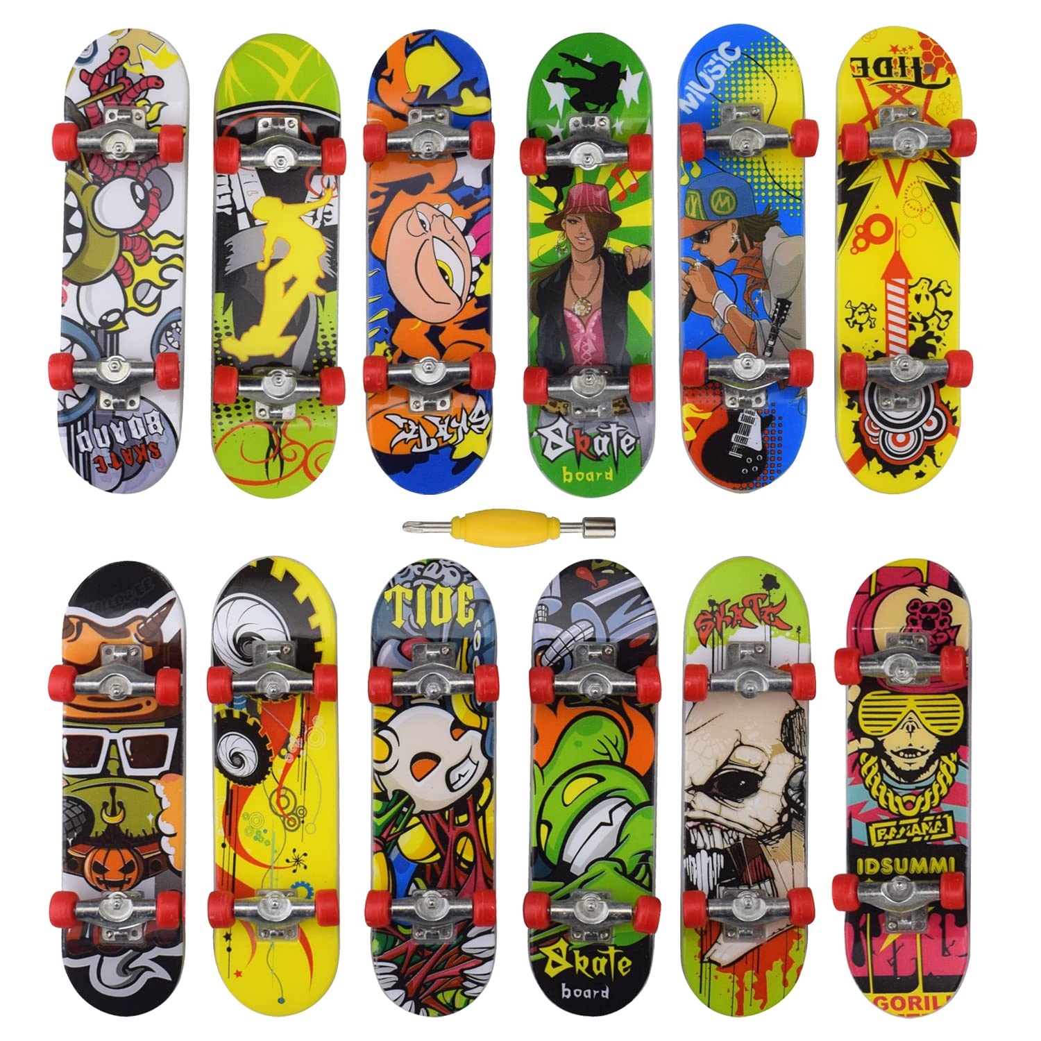 12PCS Mini Finger Skateboards - Alloy Fingertip Sports Toys for Kids & Adults - Creative Stress Relief & Intellectual Development Gifts - Perfect for Office, School & Home Entertainment