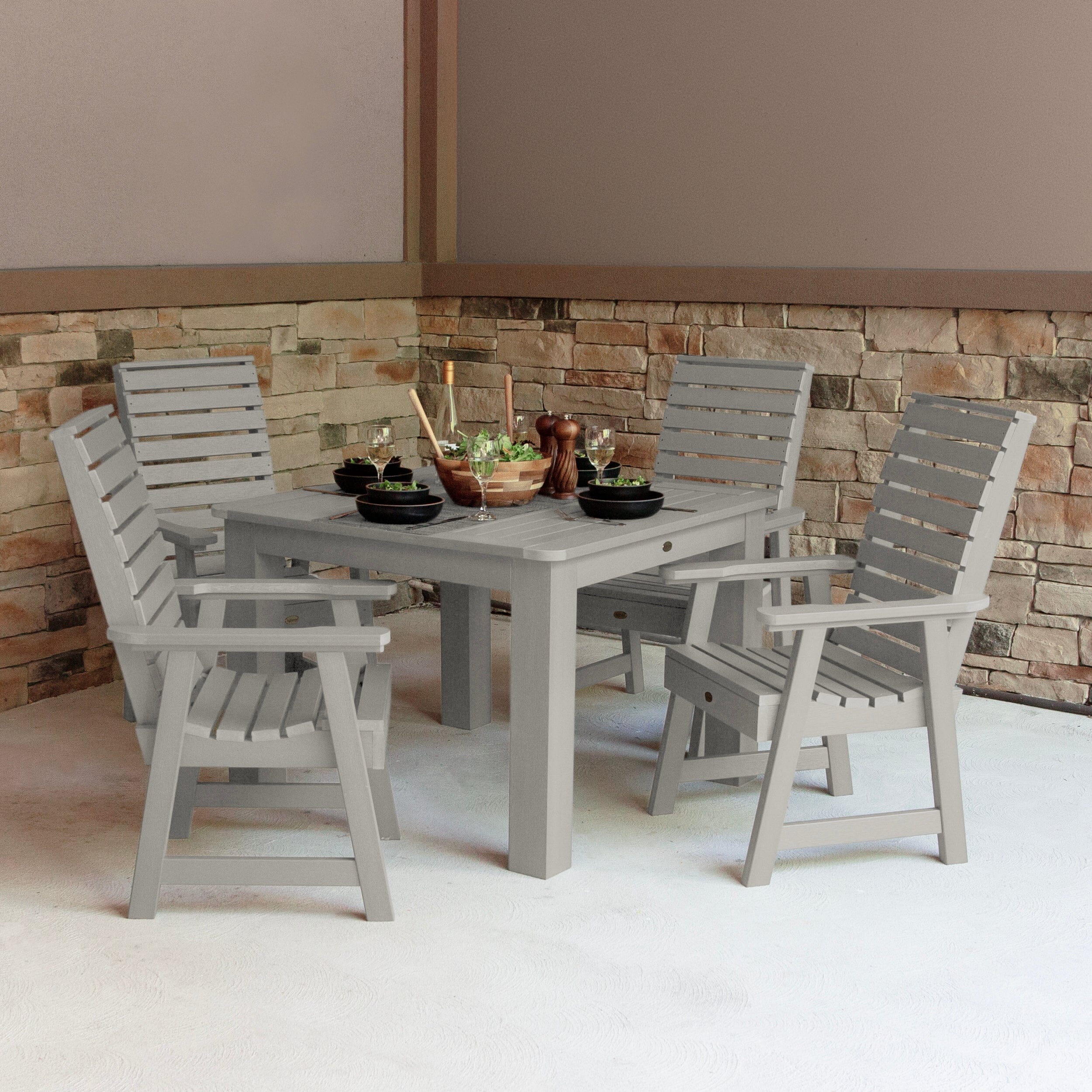 Weatherly 5-Piece Square Outdoor Dining Set 42