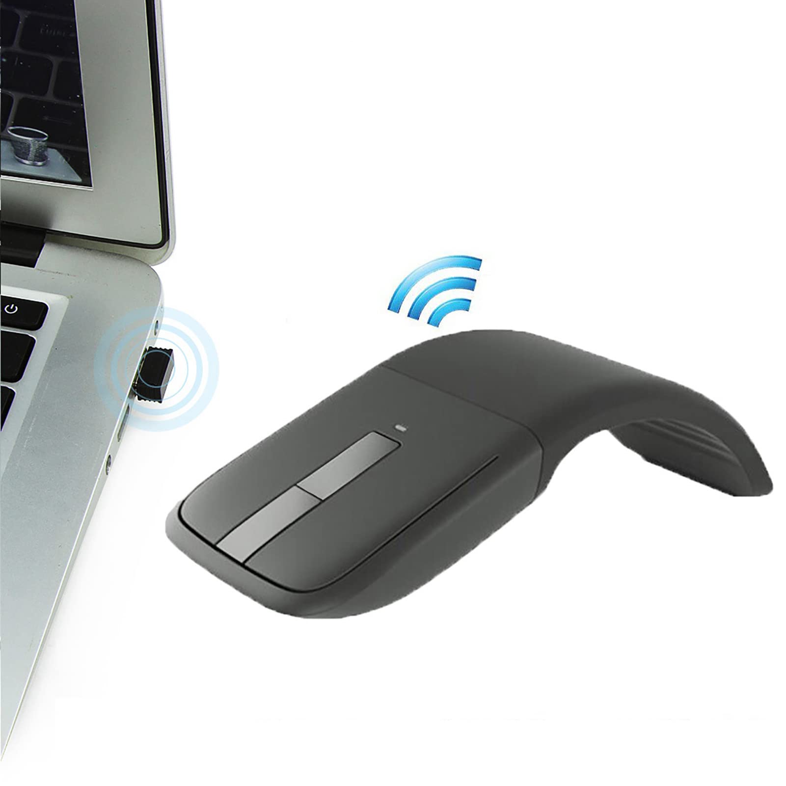 Ultra-Thin 2.4G Wireless Folding Mouse - 1000 DPI Portable Optical Mouse with USB Receiver for PC, Laptop, Smart TV (Black) | Perfect for Office, Travel & Home Entertainment