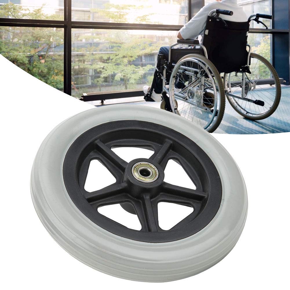7 Inch Non-Slip Wheelchair Wheels - Durable Rubber Front Wheels for Elderly & Disabled - Wear-Resistant Replacement Wheels for Smooth Mobility (Indoor/Outdoor Use)