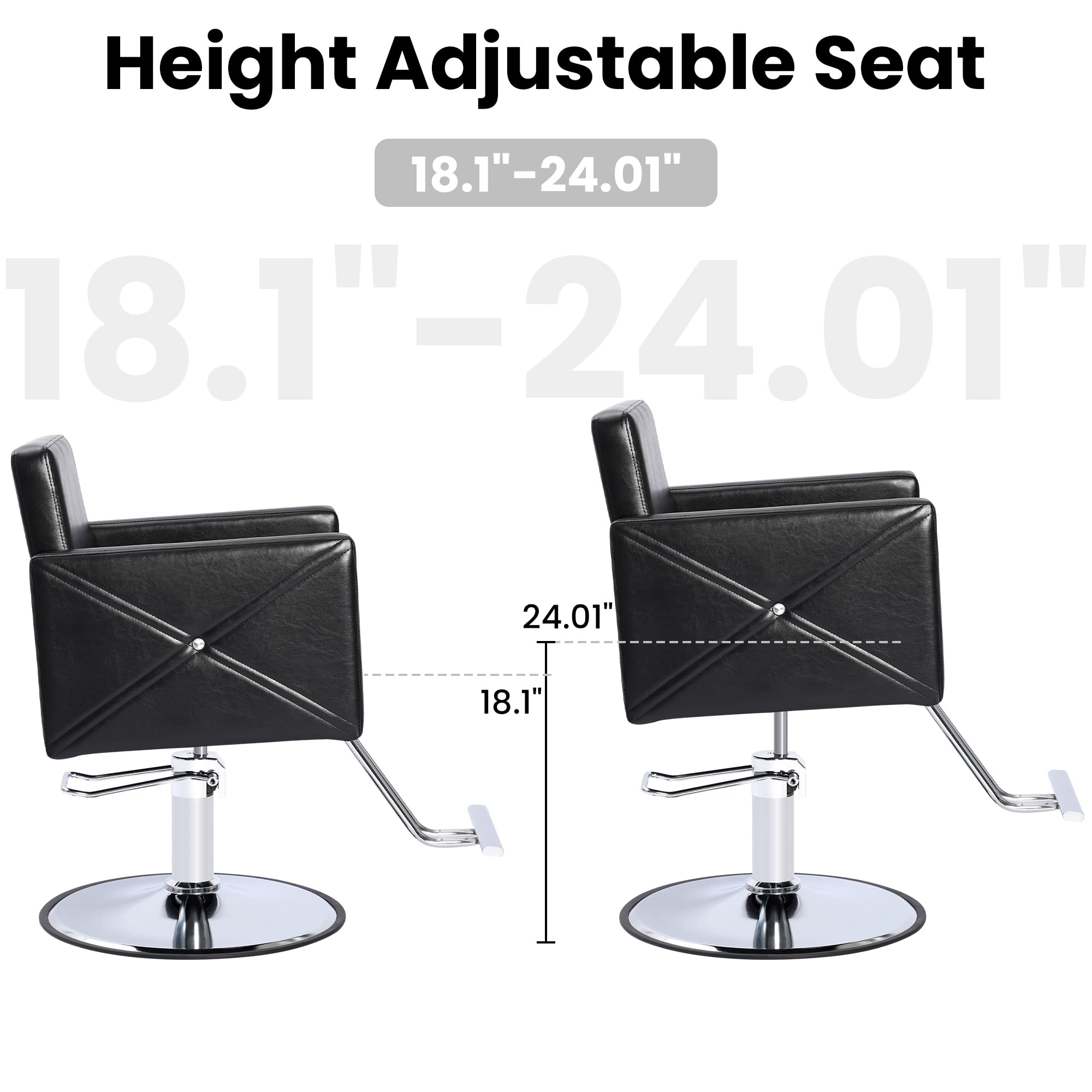 Professional Hydraulic Barber Chair - 360° Swivel Adjustable Styling Salon Chair with Height Adjustment for Hairdressers & Shampoo Stations (Black) | Perfect for Hair Salons, Barber Shops & Home Styling Studios
