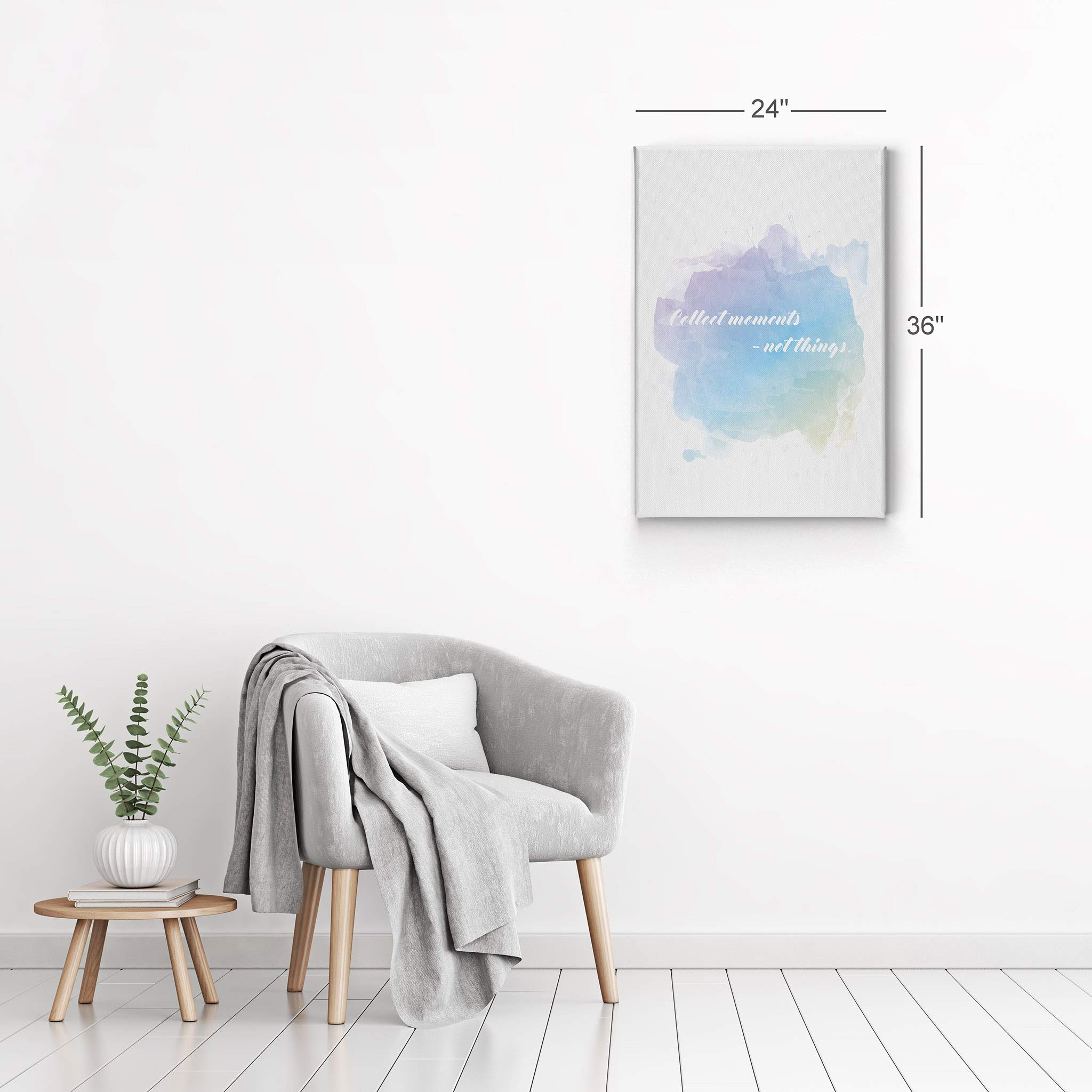 Smile Art Design 'Collect Moments Not Things' Motivational Canvas Wall Art Print - Inspirational Home Decor Ready to Hang (17x11 inches) - Perfect for Living Room, Bedroom & Office Decor - Made in USA