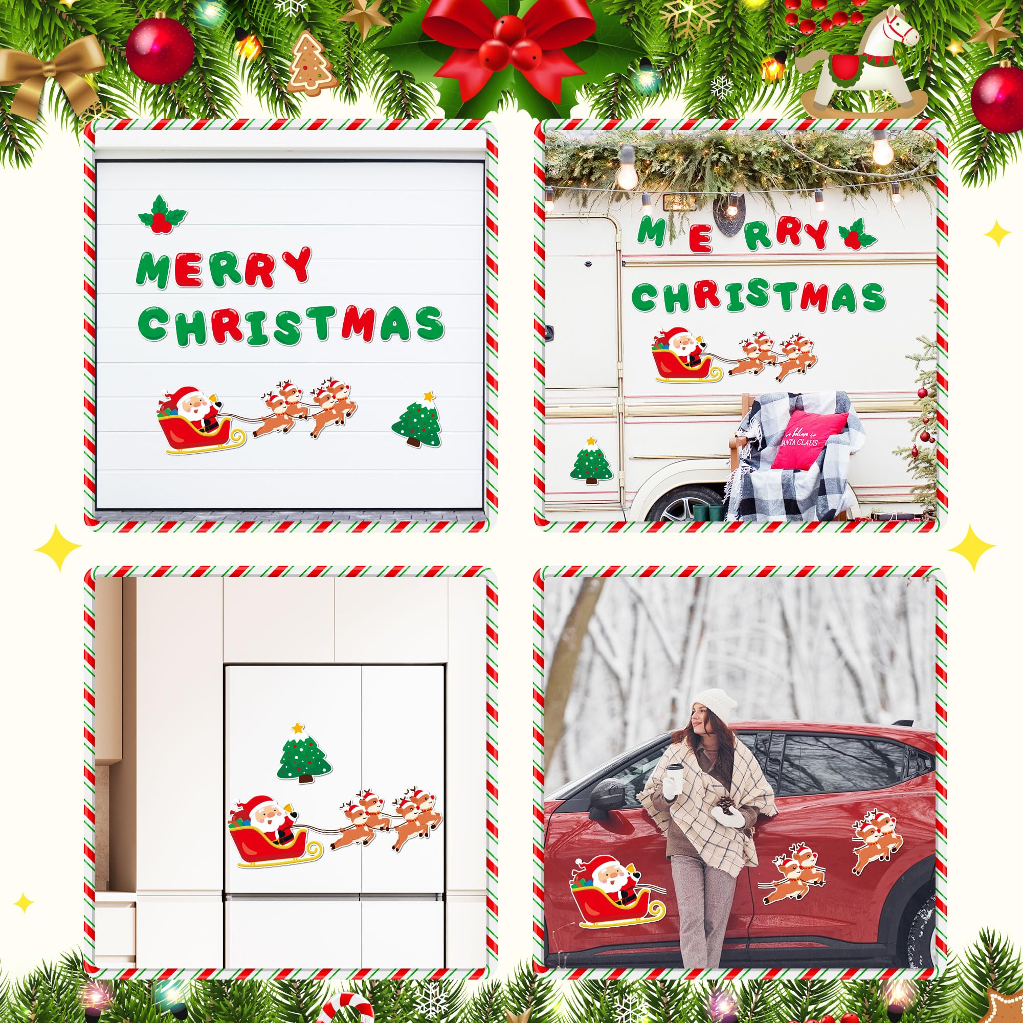 Festive Christmas Garage Door Magnets - Holiday Refrigerator & Fridge Decorations for Kitchen, Garage Doors - Perfect for Seasonal Home Decor & Holiday Cheer