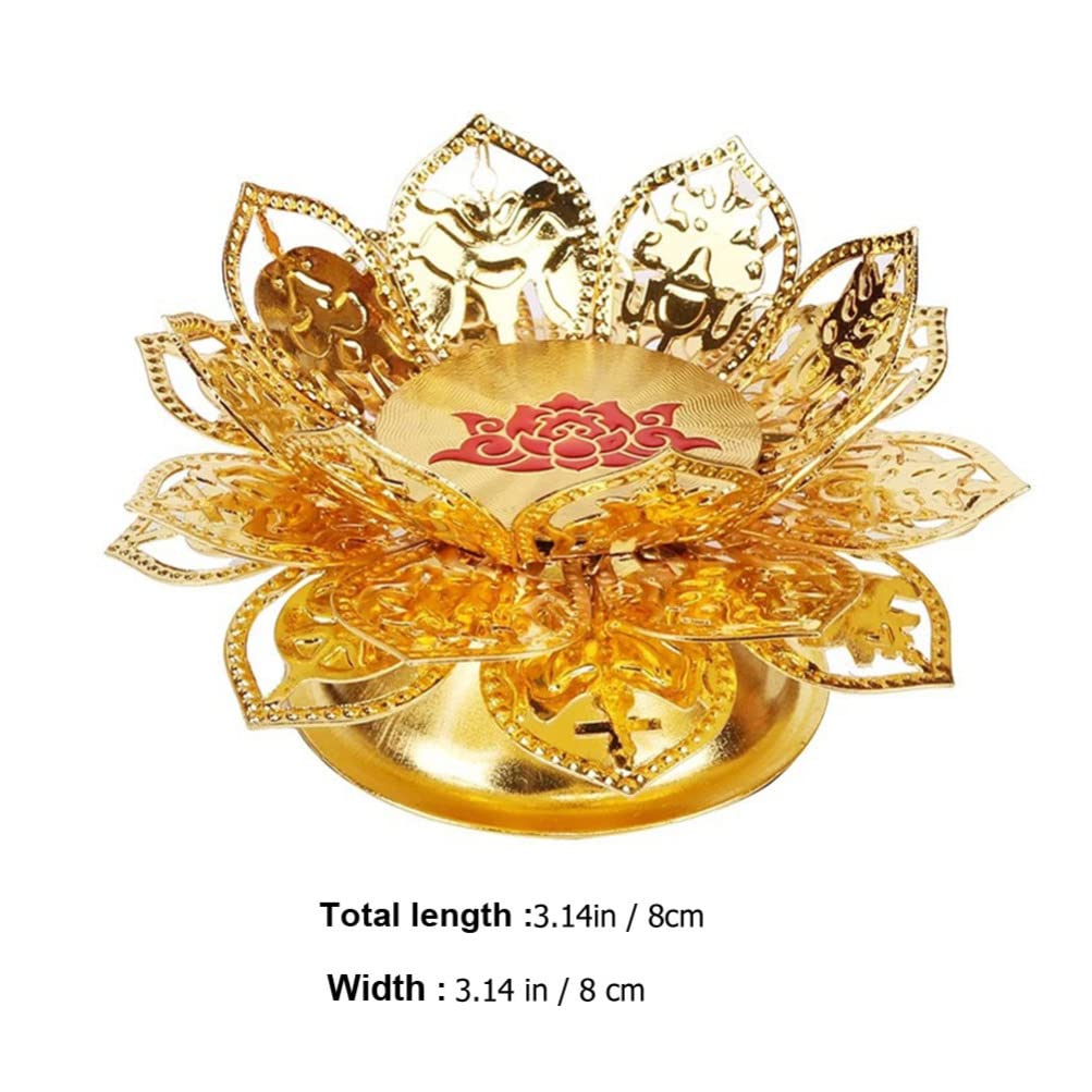 Premium Metal Ghee Lamp Holder - Lotus Shaped Buddhist Candlestick for Religious Ceremonies, Home Altar Decor & Meditation Spaces - Elegant Desktop Candle Holder for Puja, Yoga & Spiritual Practices