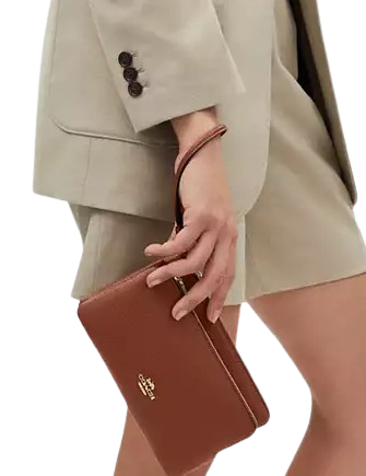 Coach Double Zip Wallet for Women & Men | Genuine Leather Crossbody Wallet with RFID Protection | Perfect for Travel, Shopping & Everyday Use