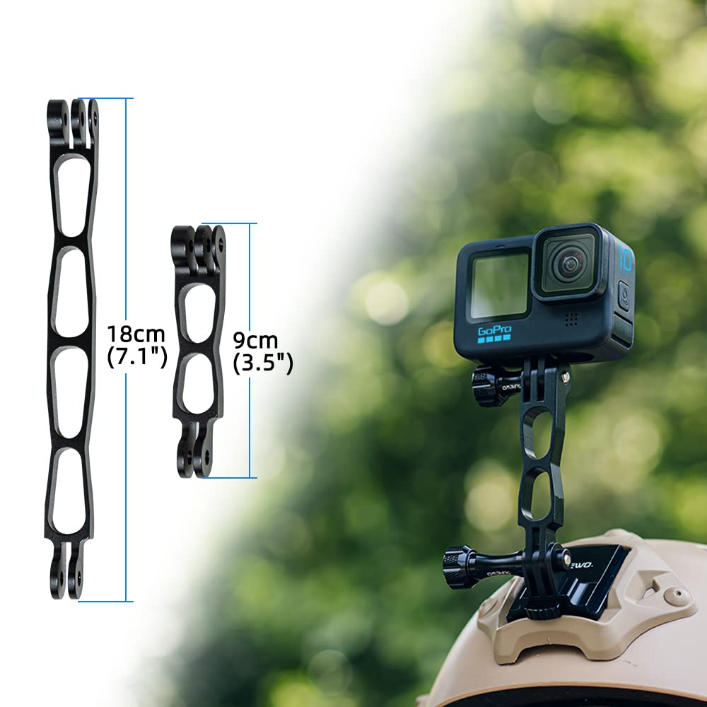 SUREWO Aluminum NVG Helmet Mount for GoPro Hero 13/12/11/10/9/8/7/6/5 Black, DJI Osmo Action 5/4/3/2 - Universal Action Camera Mount with NVG & Extension Arm Set - Perfect for Military, Airsoft, Tactical Training & Outdoor Adventures