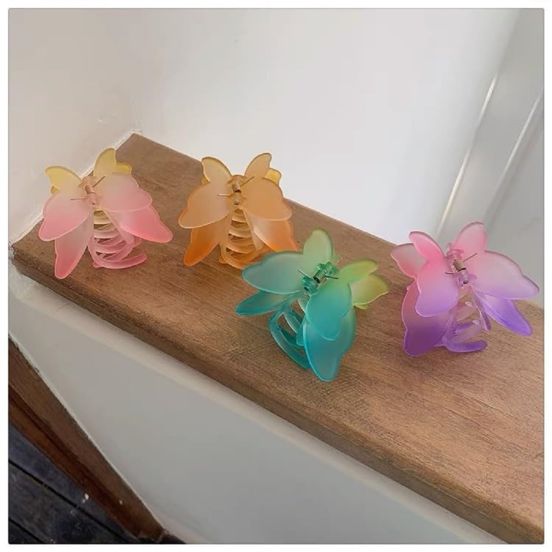 Vibrant Butterfly Hair Clips for Women & Girls - 4 Pack Colorful Plastic Hair Claw Clutchers | Perfect for School, Parties, Weddings & Everyday Hairstyling
