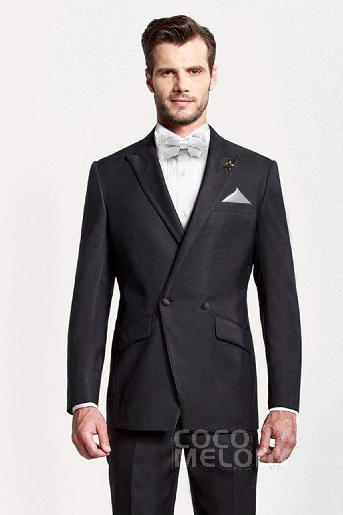 Men's 2-Piece Elastic Silk-Like Satin Bow Tie Set with Pocket Square - Perfect for Weddings, Prom & Formal Events