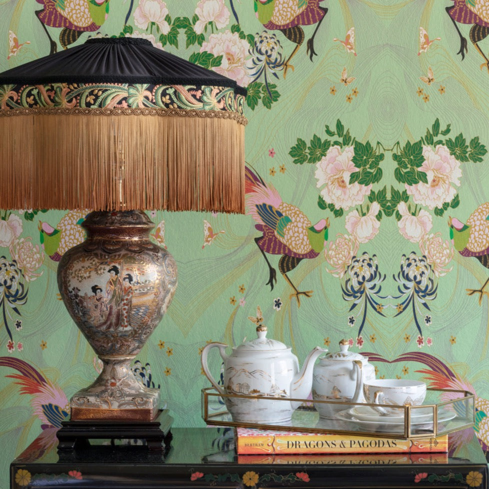 Wendy Morrison Phoenix Green Wallpaper - Premium Peel & Stick Wallpaper for Bedroom, Living Room, Nursery | Easy DIY Home Decor