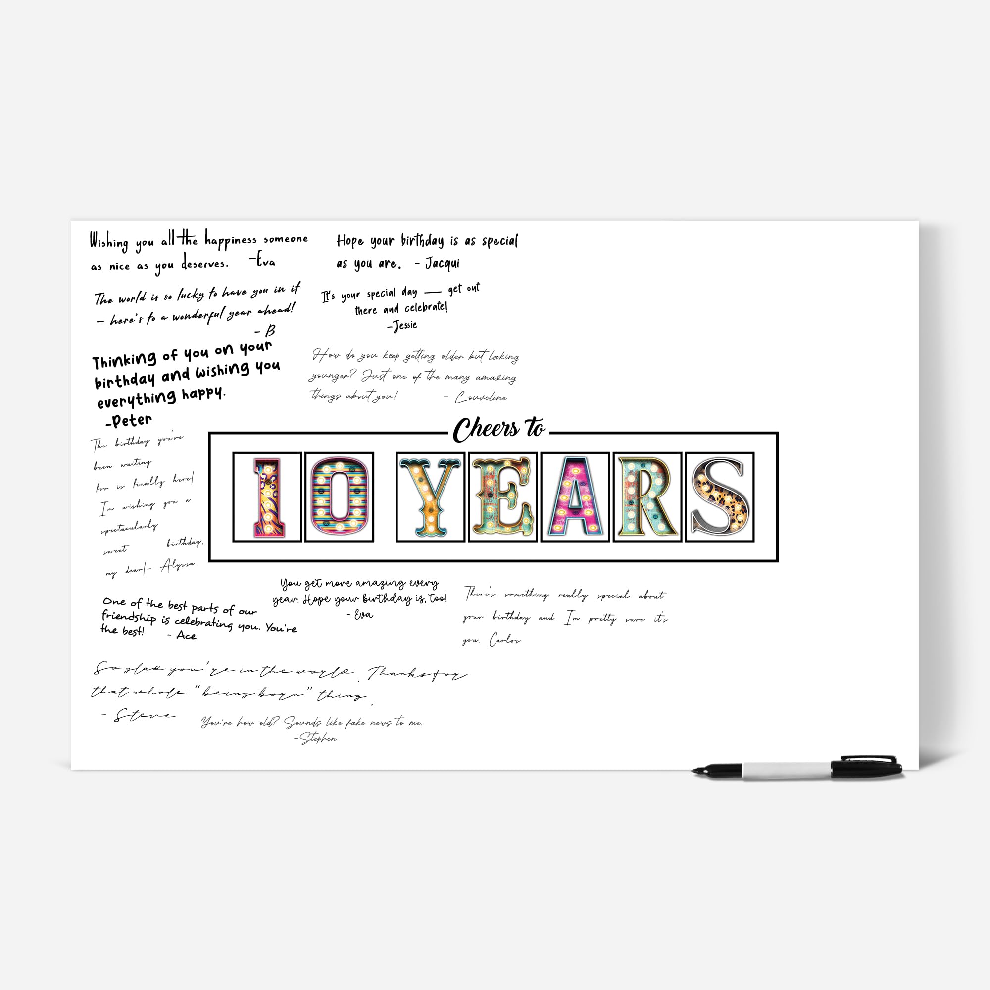 L&O Goods Birthday & Anniversary Party Decorations - 11x17 Signature Board Poster for Guest Book Alternative | Unframed Party Supplies | Perfect for Milestone Celebrations, Weddings & Special Events