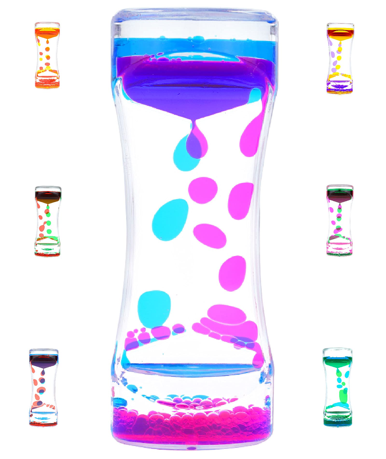 Liquid Motion Bubbler Timer - Diamond Shaped Sensory Toy for Kids & Adults | Fidget Toy for Autism, ADHD, Stress Relief | Calming Desk Decor for Office & Home | Blue & Pink Relaxing Liquid Timer for Focus & Meditation