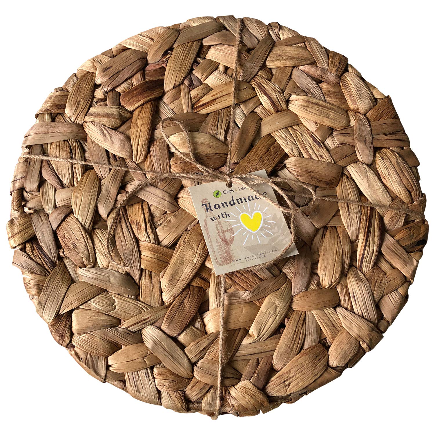 Natural Cork & Leaf Oceana Charger Plates - Set of 12 Rustic Dinner Plate Chargers for Boho & Elegant Table Decor | Perfect for Weddings, Dinner Parties & Farmhouse Style Dining