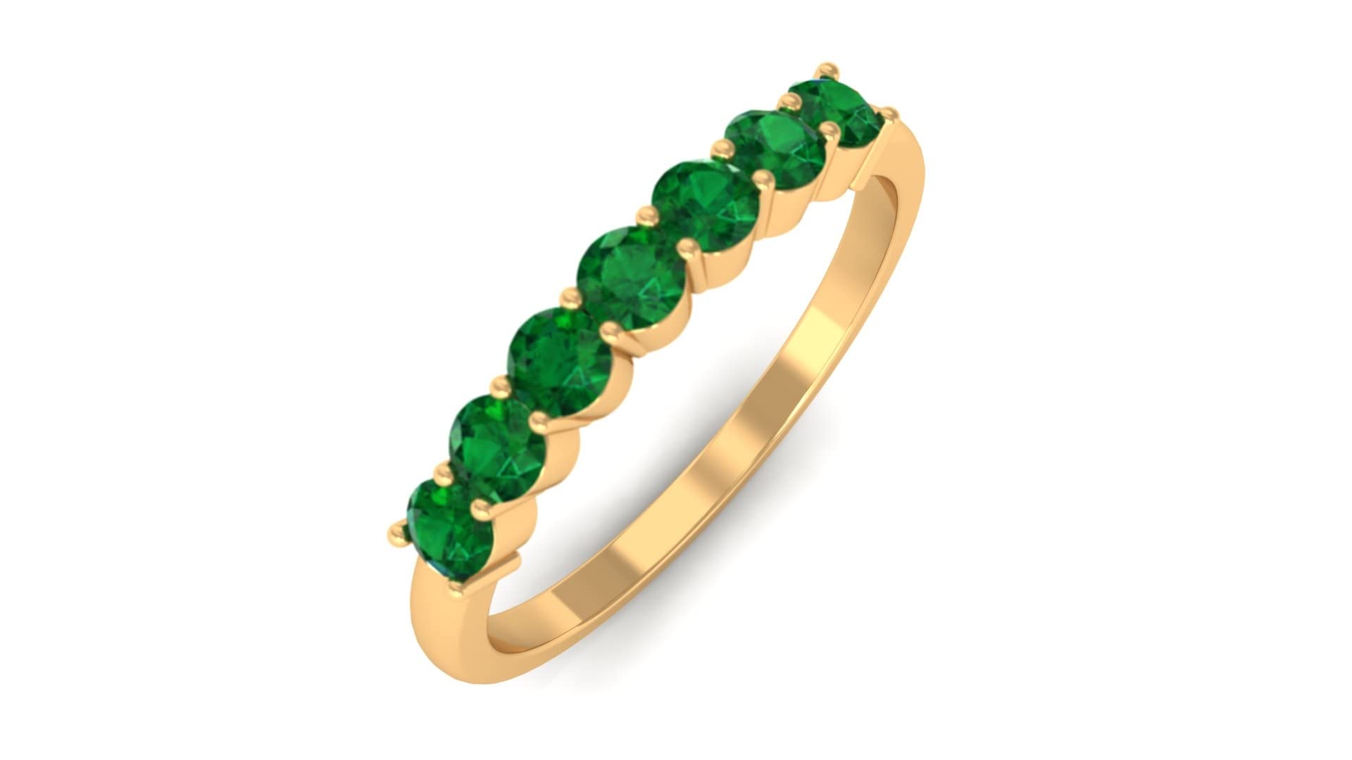 1/2 CT Prong Set Emerald Half Eternity Ring for Women - 14K Solid Gold May Birthstone Ring - Elegant Jewelry for Anniversary, Wedding & Special Occasions