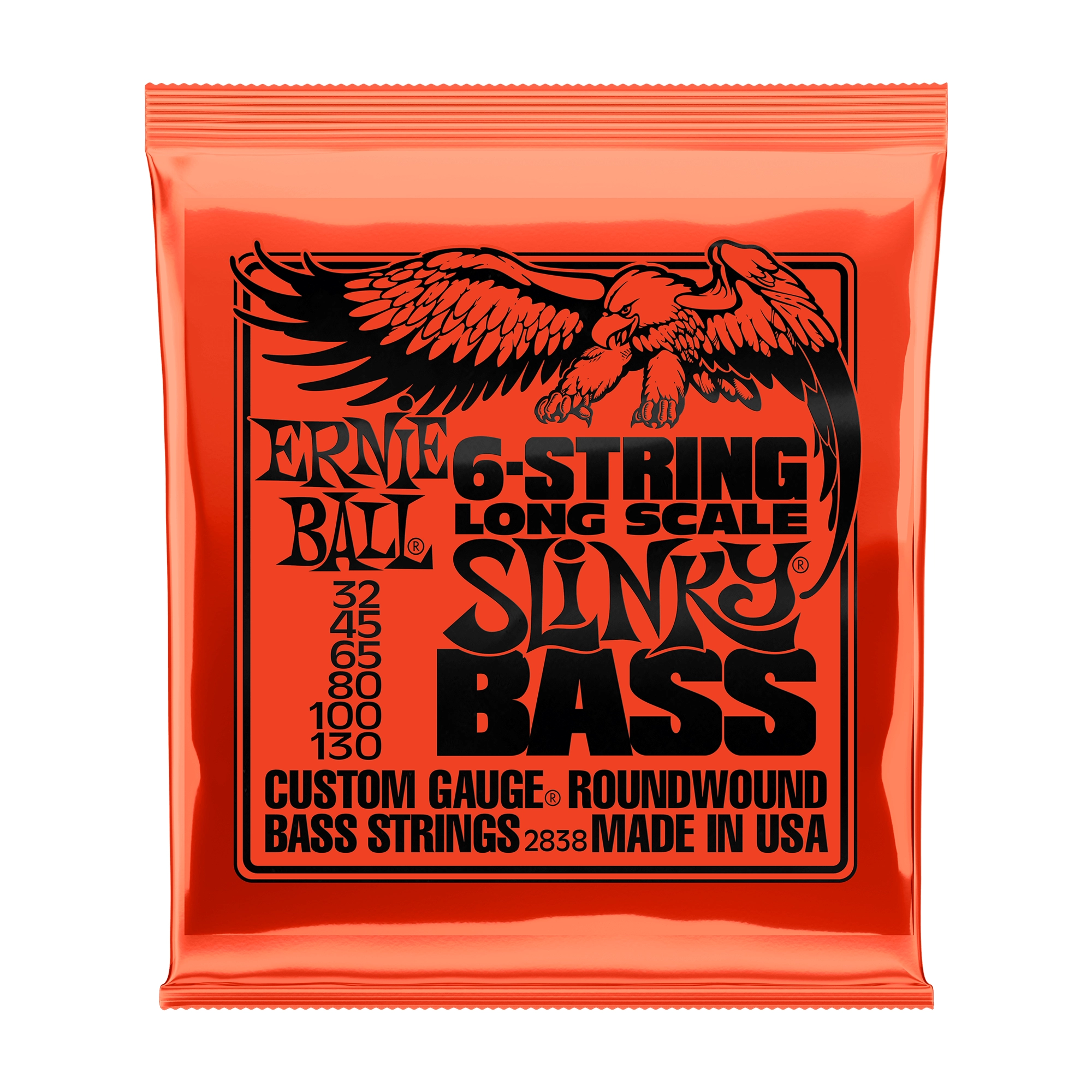 Ernie Ball 2838 Slinky Nickel Round Wound 6-String Electric Bass Guitar Strings - Perfect for Rock, Jazz & Studio Recording