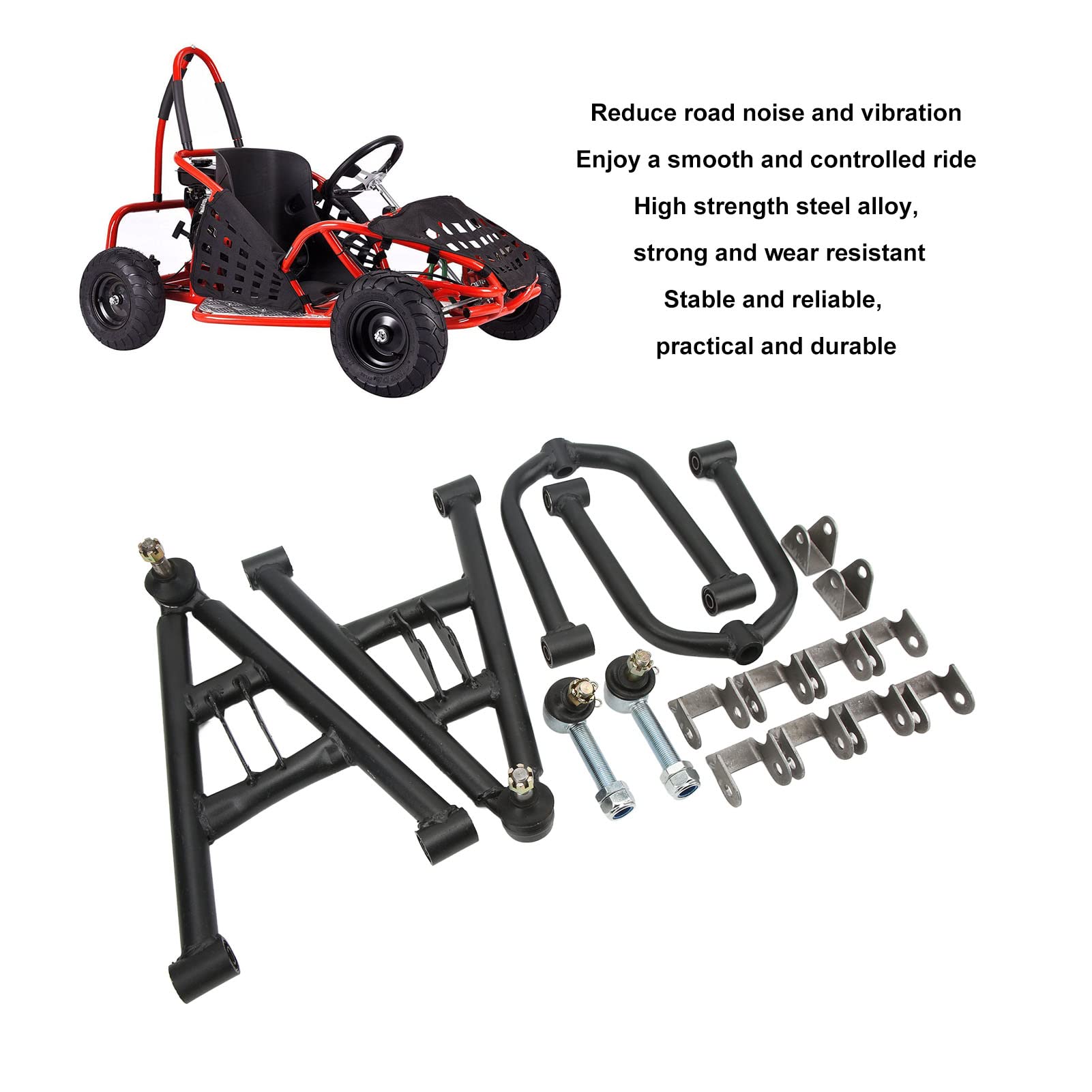 Yctze 350mm Upper Lower Swing Arm Kit - Front Suspension Shock Replacement for 150cc 200cc 4 Wheel ATV Quad Bike & Go Kart - Perfect for Off-Roading, Trail Riding & Dirt Track Racing