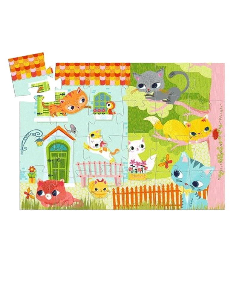Djeco Pachat Cat 24-Piece Puzzle - Fun Educational Toy for Kids & Adults - Perfect for Family Game Nights, Birthday Gifts & Classroom Activities