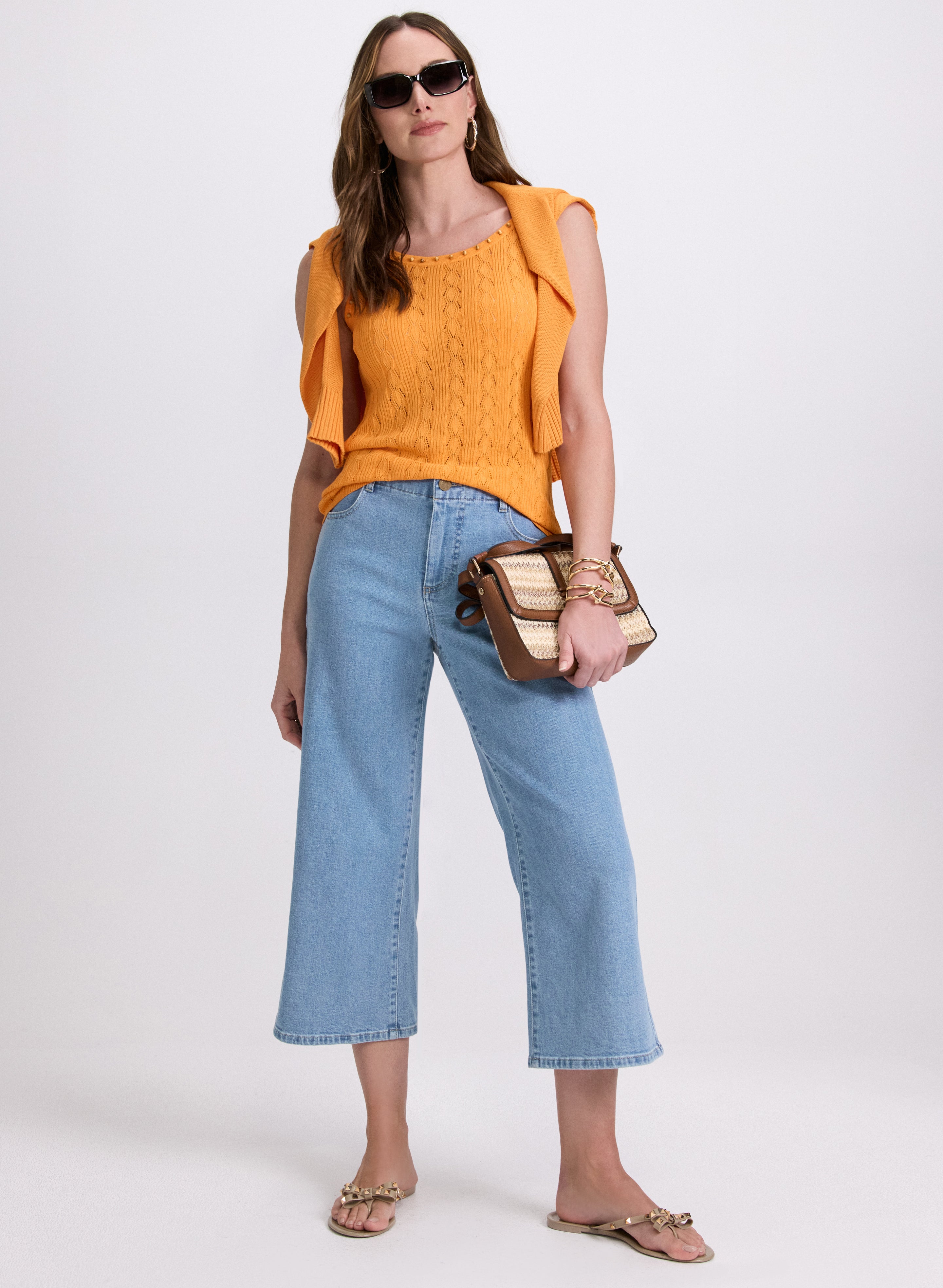 Cropped Wide Leg Jeans for Women - High Waisted Stretchy Denim Pants - Trendy Casual & Streetwear Outfits - Perfect for Summer, Travel & Everyday Wear