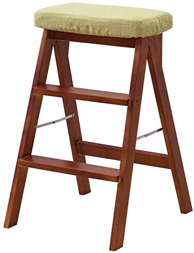 KAZUP 3-Step Foldable Step Stool, Portable Ladder Stool for Kitchen, Office, and Home Use - Non-Slip, Space-Saving, Multifunctional Brown Step Stool for Adults & Kids - Perfect for Reaching High Shelves and Storage
