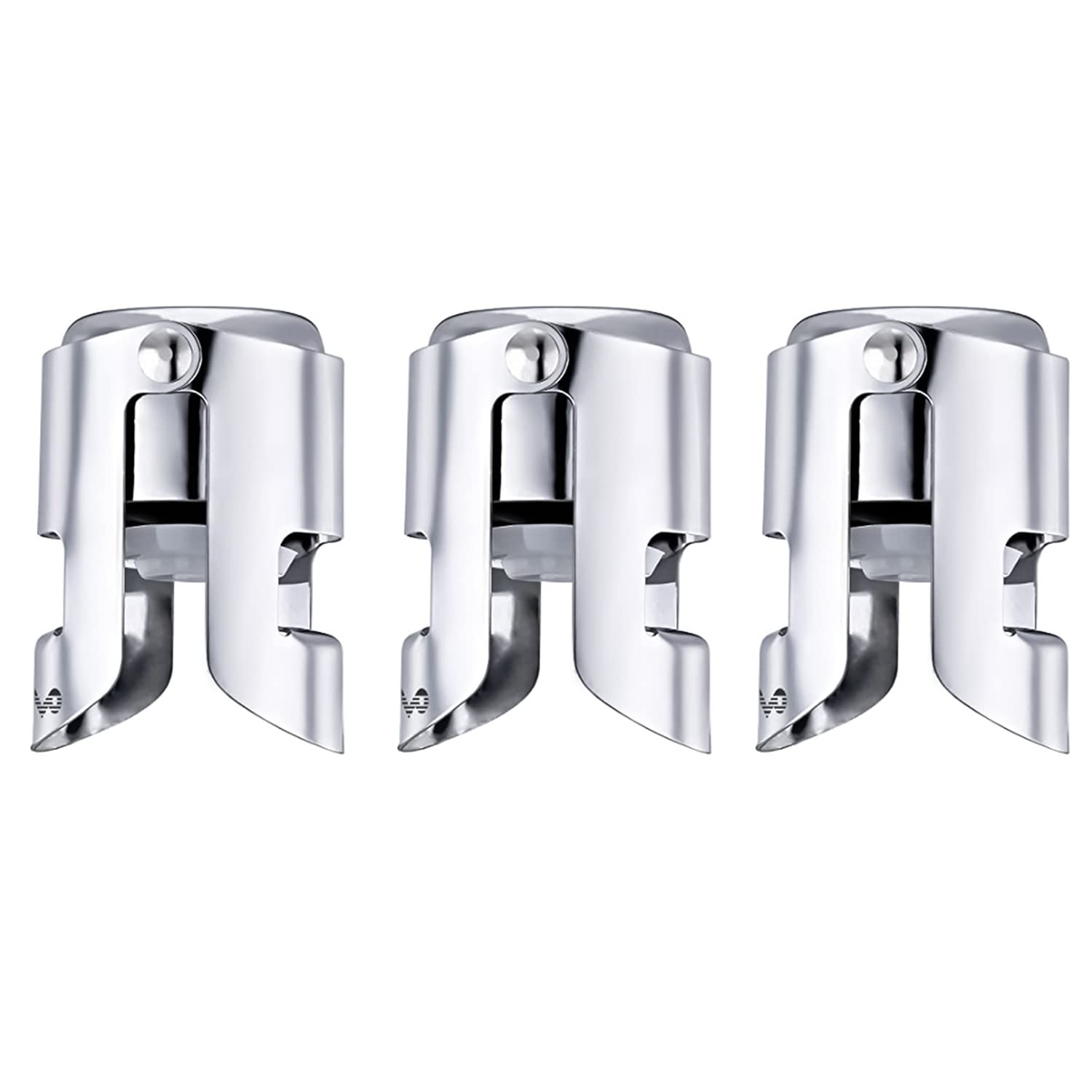 Premium Stainless Steel Champagne Stopper with Food-Grade Silicone - 3-Pack Reusable Vacuum Sealer for Wine & Sparkling Bottles | Keeps Bubbles Fresh Longer | Perfect for Parties, Weddings & Holiday Gifts