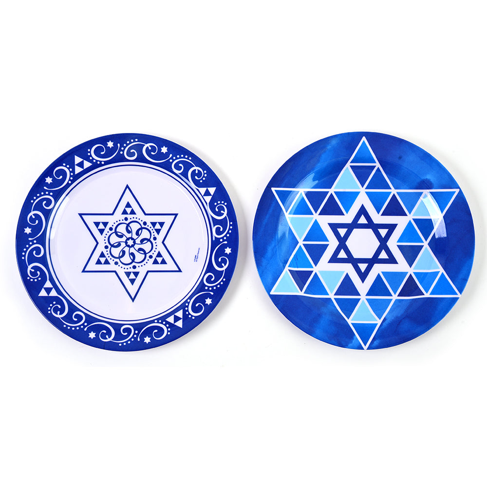 Festive Christmas & Hanukkah Round Plates - Set of 2 Holiday Designs for Dinner Parties & Celebrations