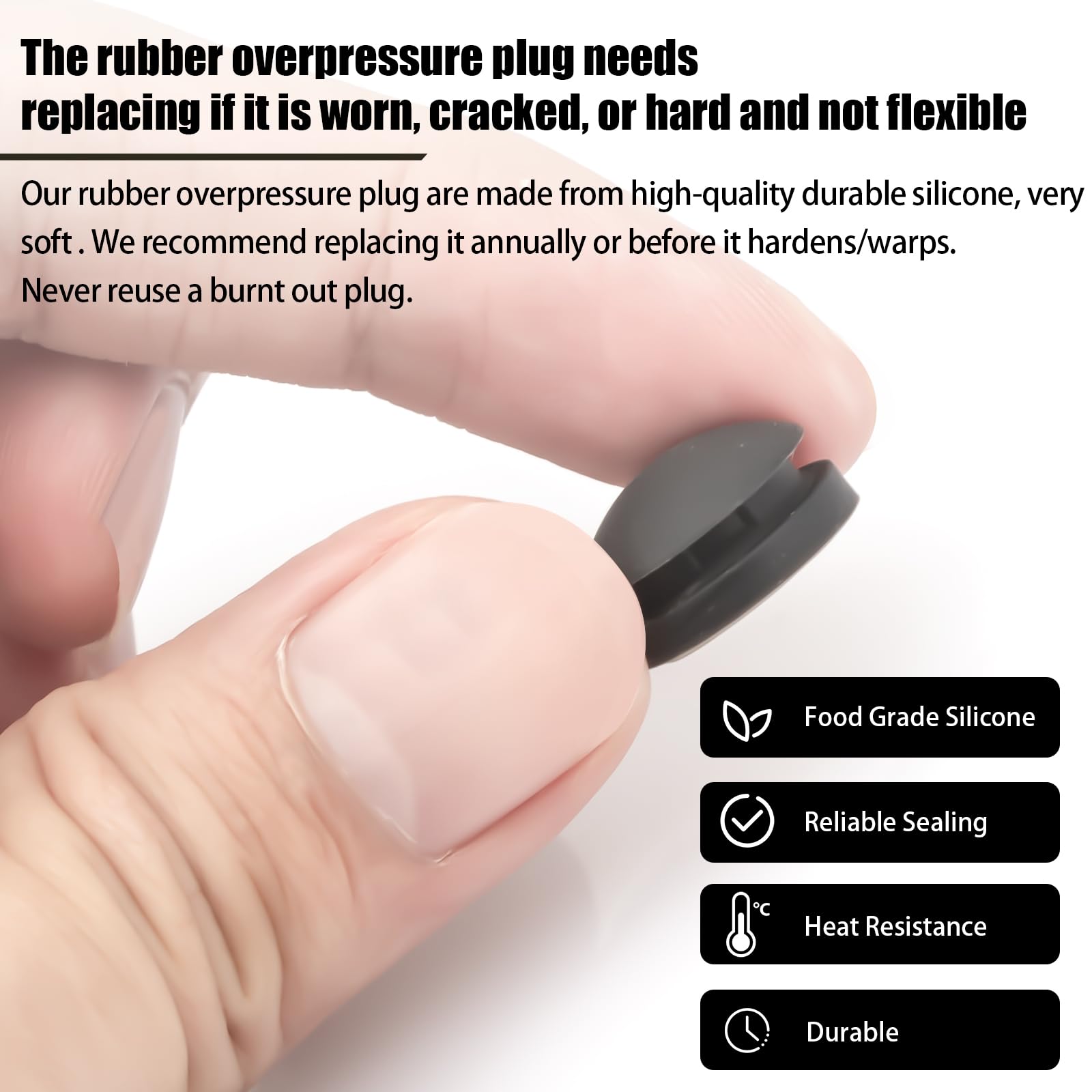 2-Pack Rubber Pressure Cooker Safety Plug - Auto Steam Venting Overpressure Release Valve (1930 Model) - Compatible with Most Pressure Cookers & Canners | Perfect for Home Canning, Preserving, and Safe Cooking
