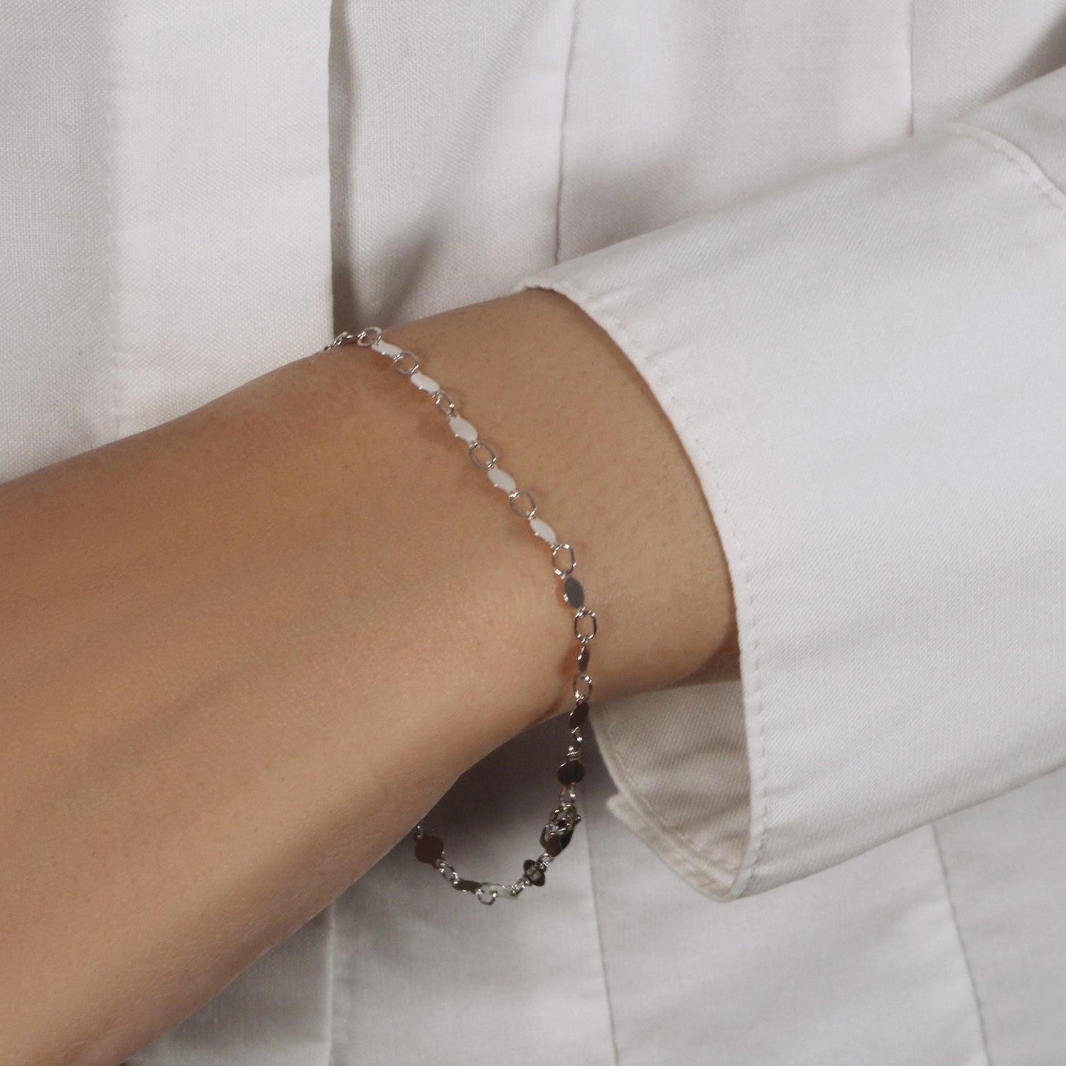 14K White Gold Polished Circle Bracelet for Women - Elegant Minimalist Jewelry for Everyday Wear, Gifts & Special Occasions