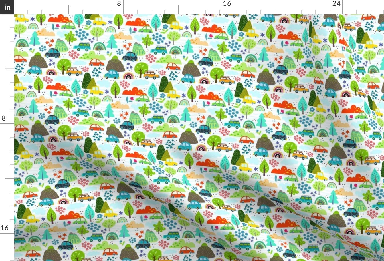 Adventure Colorful Children's Cars & Mountains Printed Minky Fabric Fat Quarter - Soft Plush Material for Sewing Baby Blankets, Quilt Backing & DIY Plush Toys - Perfect for Nursery Decor & Kids Room Projects