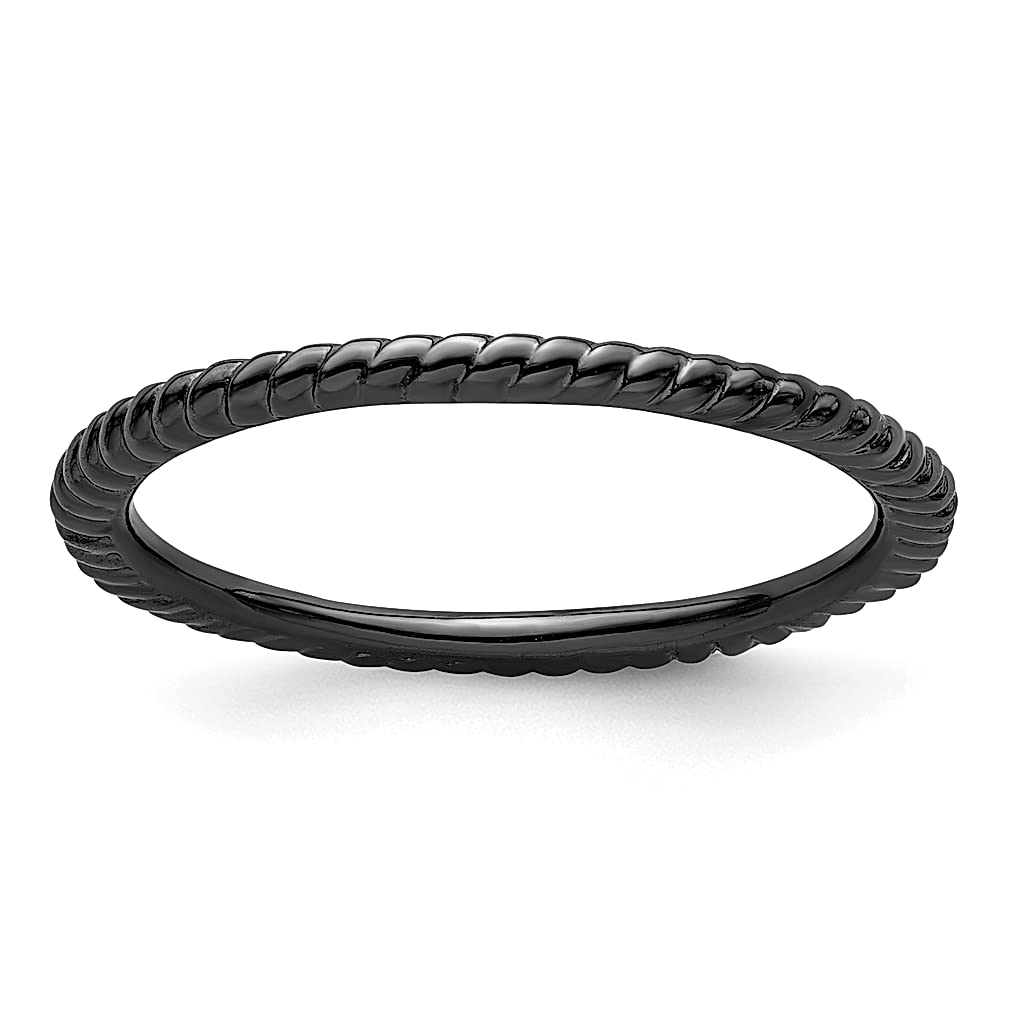 925 Silver Black Twisted Stackable Ring for Women - Elegant Jewelry Gift for Her - Perfect for Parties & Daily Wear