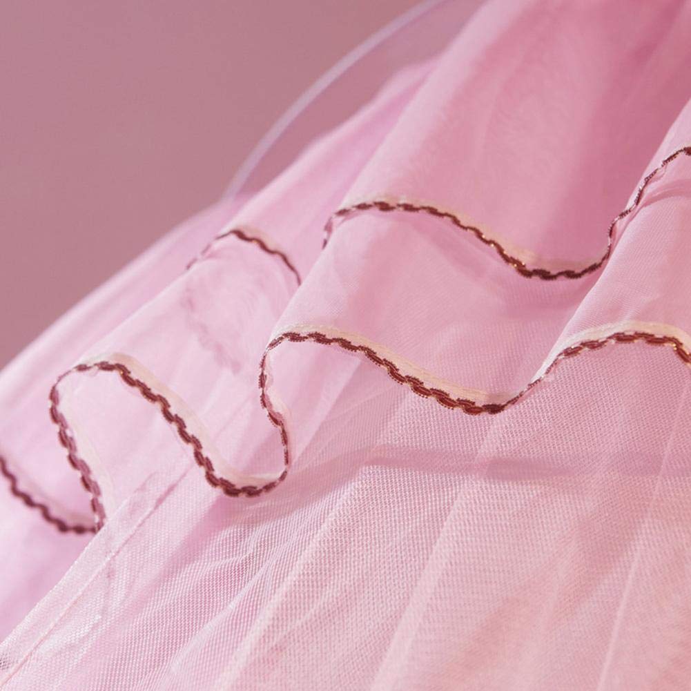 Taidda Princess Bed Canopy Net - 2.1 x 3.8 x 6.09 Ft Breathable Round Lace Bed Curtain in White & Pink | Perfect for Girls' Bedroom Decor, Fairy Tale Theme Parties & Nursery Room Design