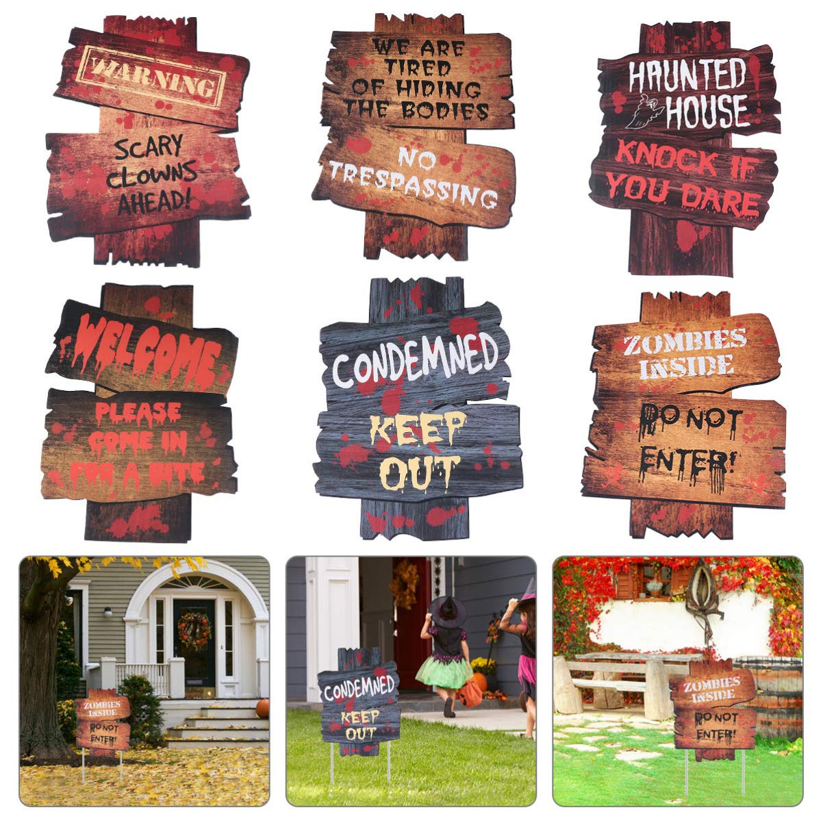 NUOBESTY 6pcs Halloween Lawn Decorations - Spooky Yard Signs, Plaque Boards & Creative Stakes for Outdoor Halloween Party Decor | Perfect for Front Yard, Garden & Halloween Festivities